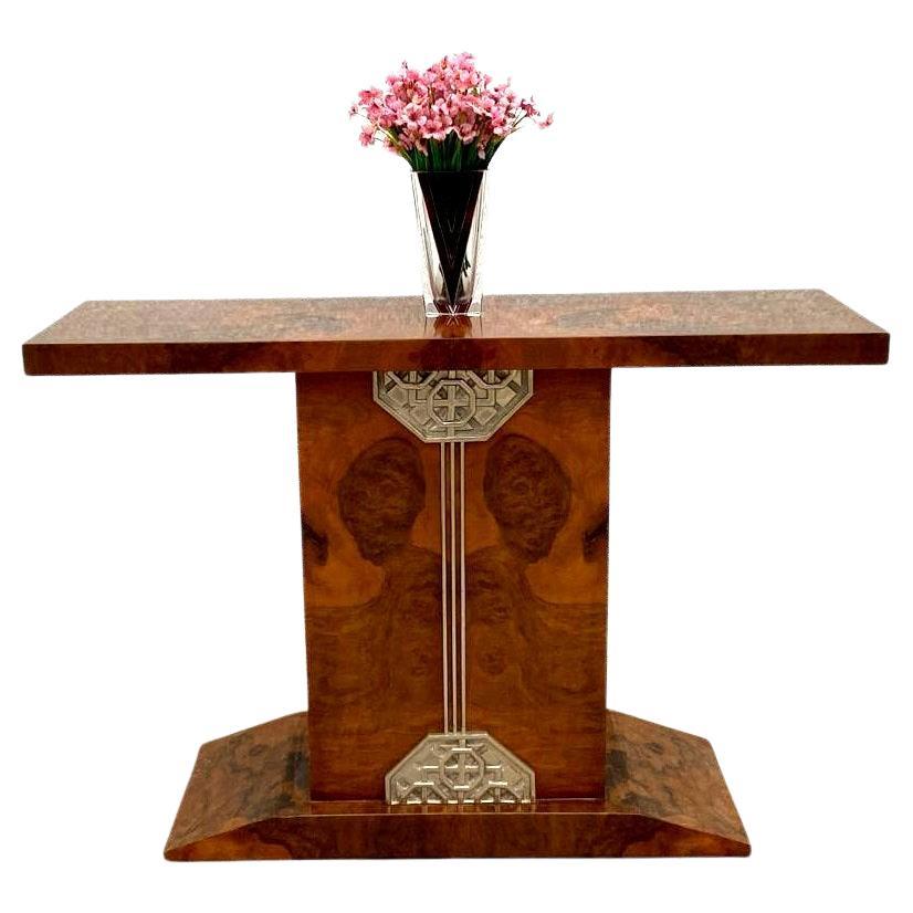 Art Deco High End Walnut Console-Side Table, French, c1930 For Sale 9