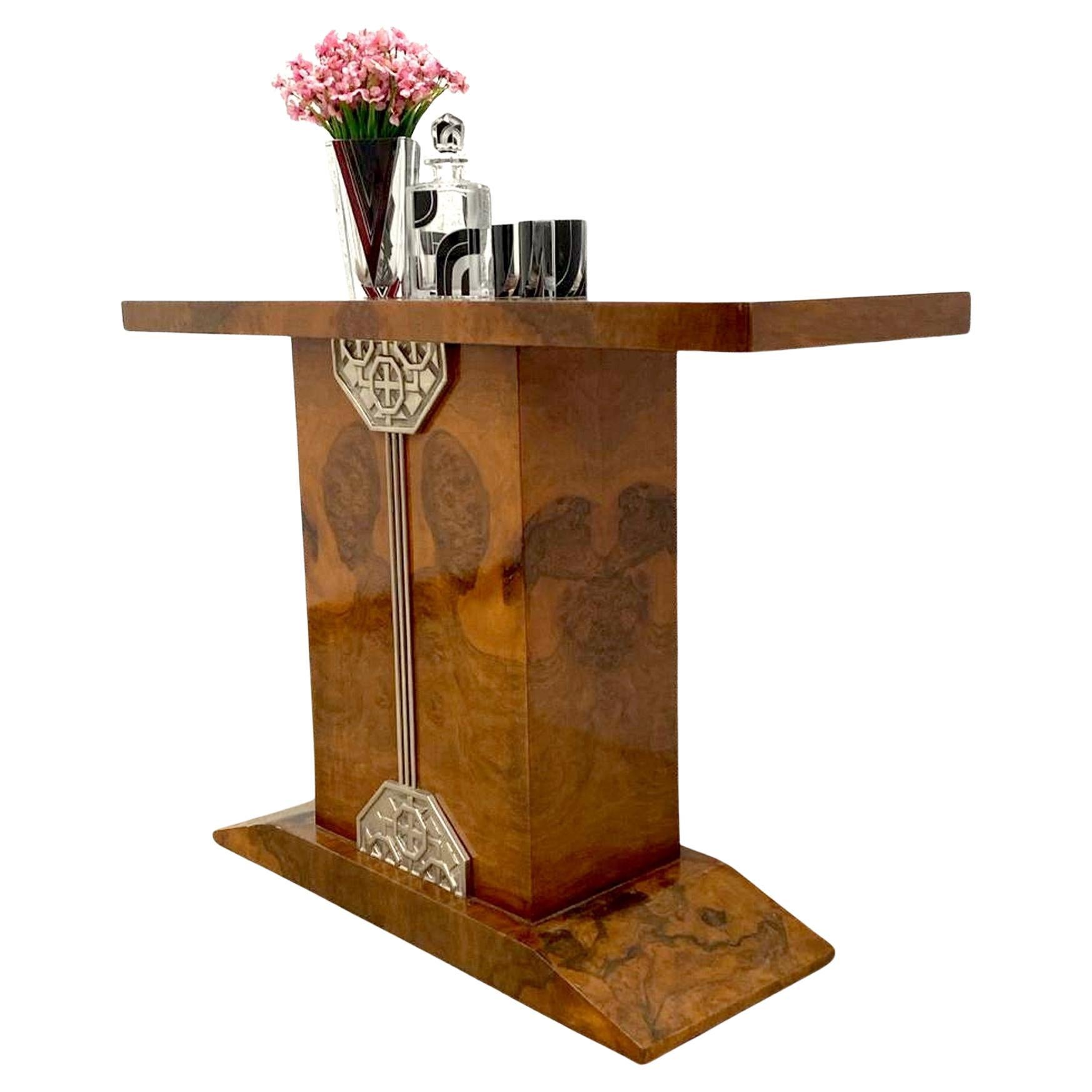 Art Deco High End Walnut Console-Side Table, French, c1930 For Sale 10