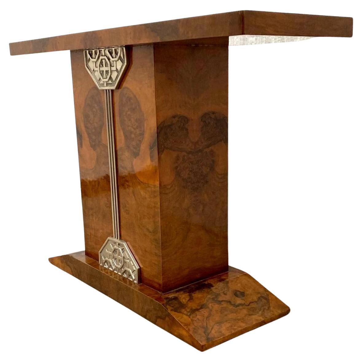 Art Deco High End Walnut Console-Side Table, French, c1930 For Sale 4