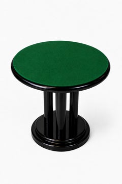 Art Deco High-Gloss Black Lacquer Felt Game Table with Green Playing Surface