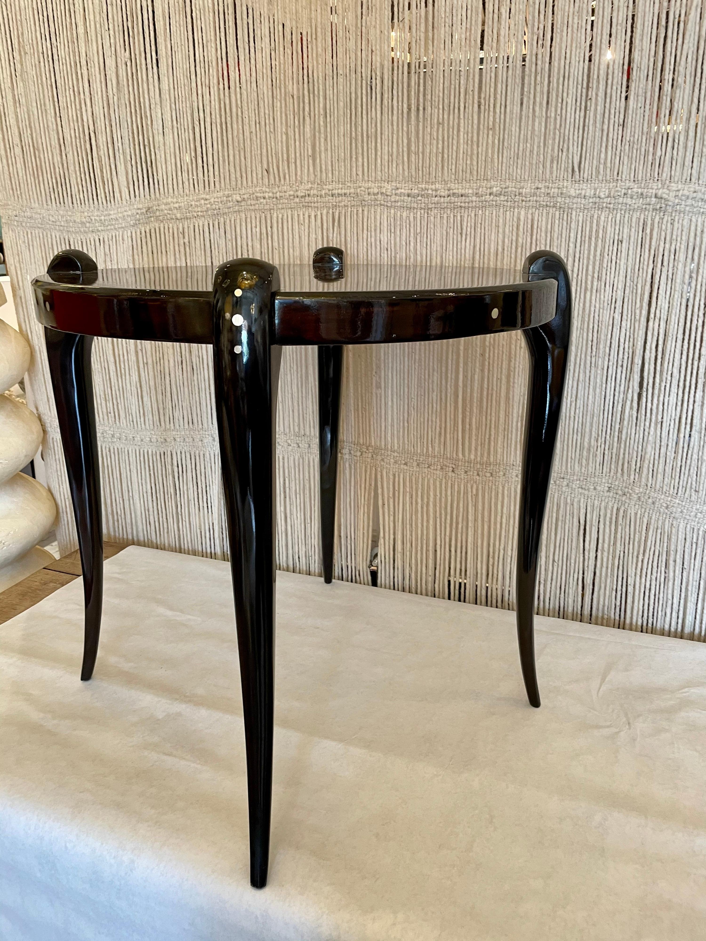 Art Deco High Lacquered Macassar and Mother of Pearl Side Table by Leon Jallot For Sale 6