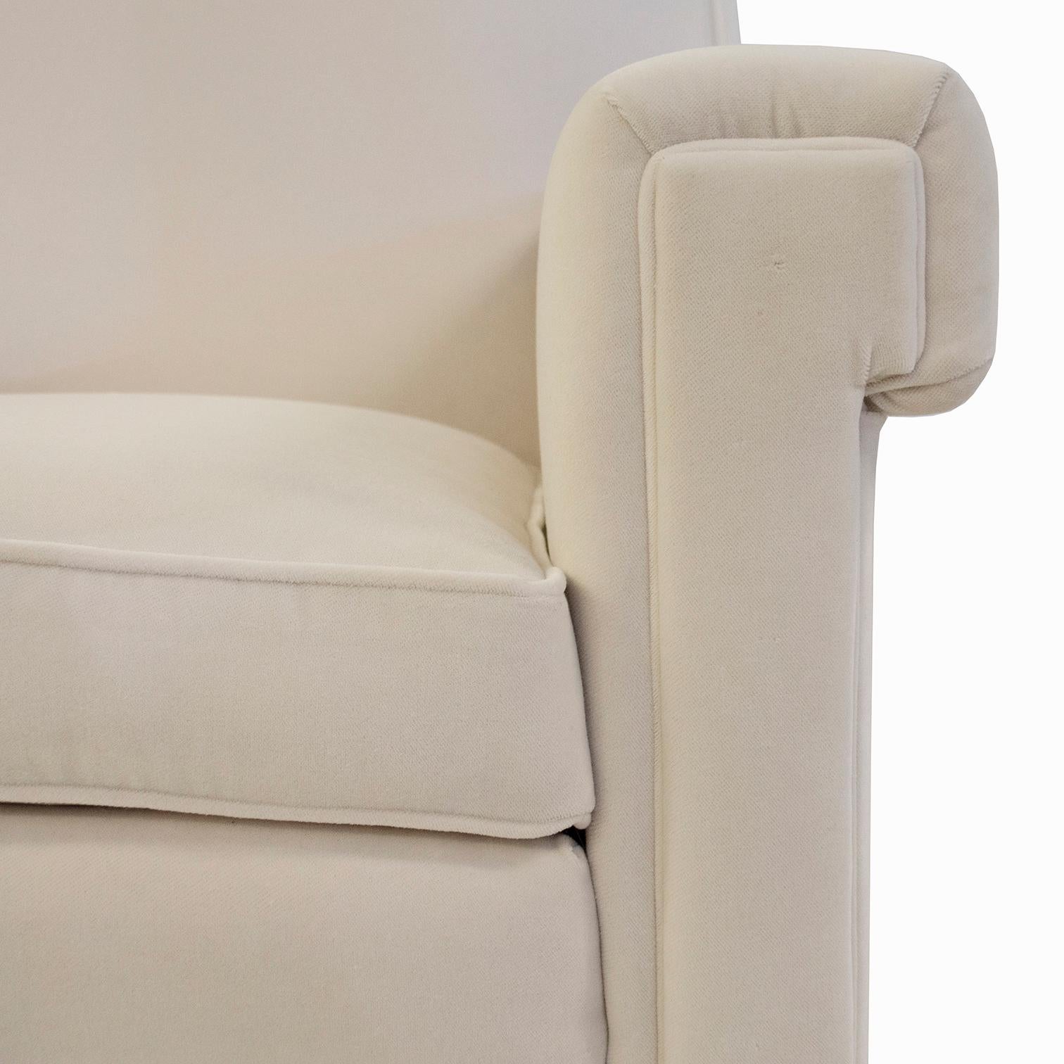 Mid-20th Century Art Deco High Lawson Back White Velvet Club Chairs