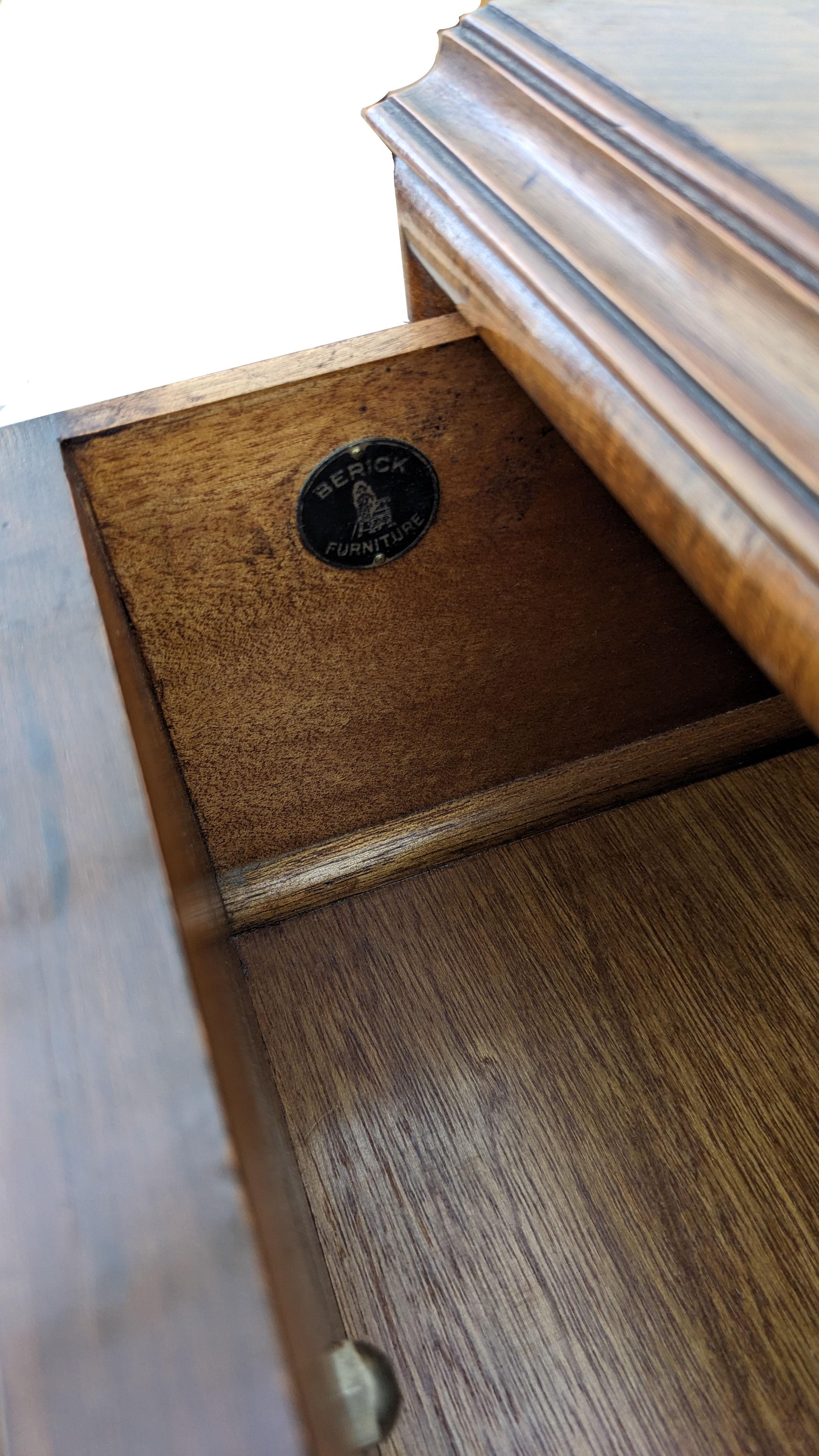 Art Deco High Quality Burr Walnut Chest Of Five Drawers, English, c1930's 1