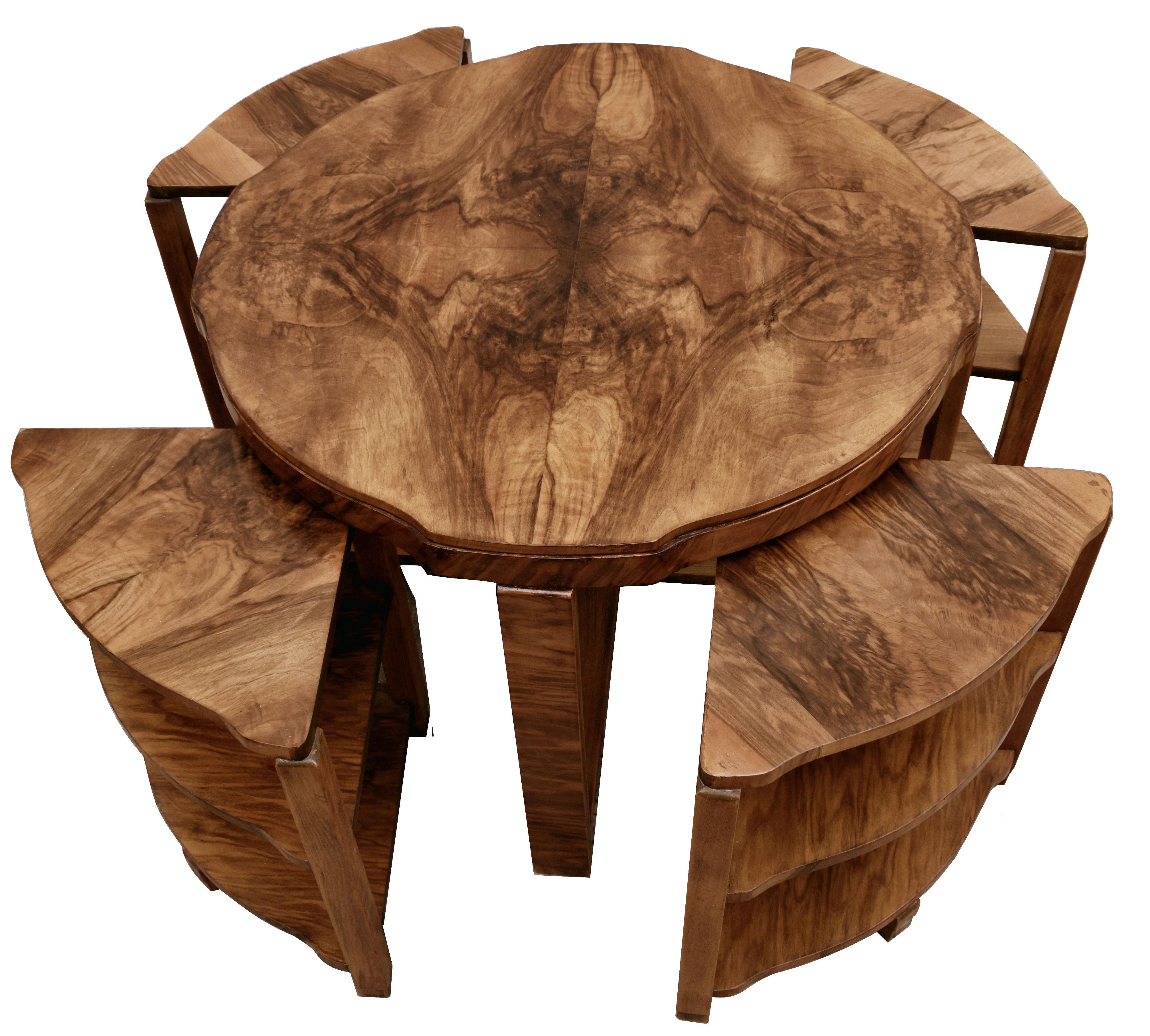 Art Deco High Quality Figured Walnut Quintetto Nest of 5 Tables, English, 1930 For Sale 3
