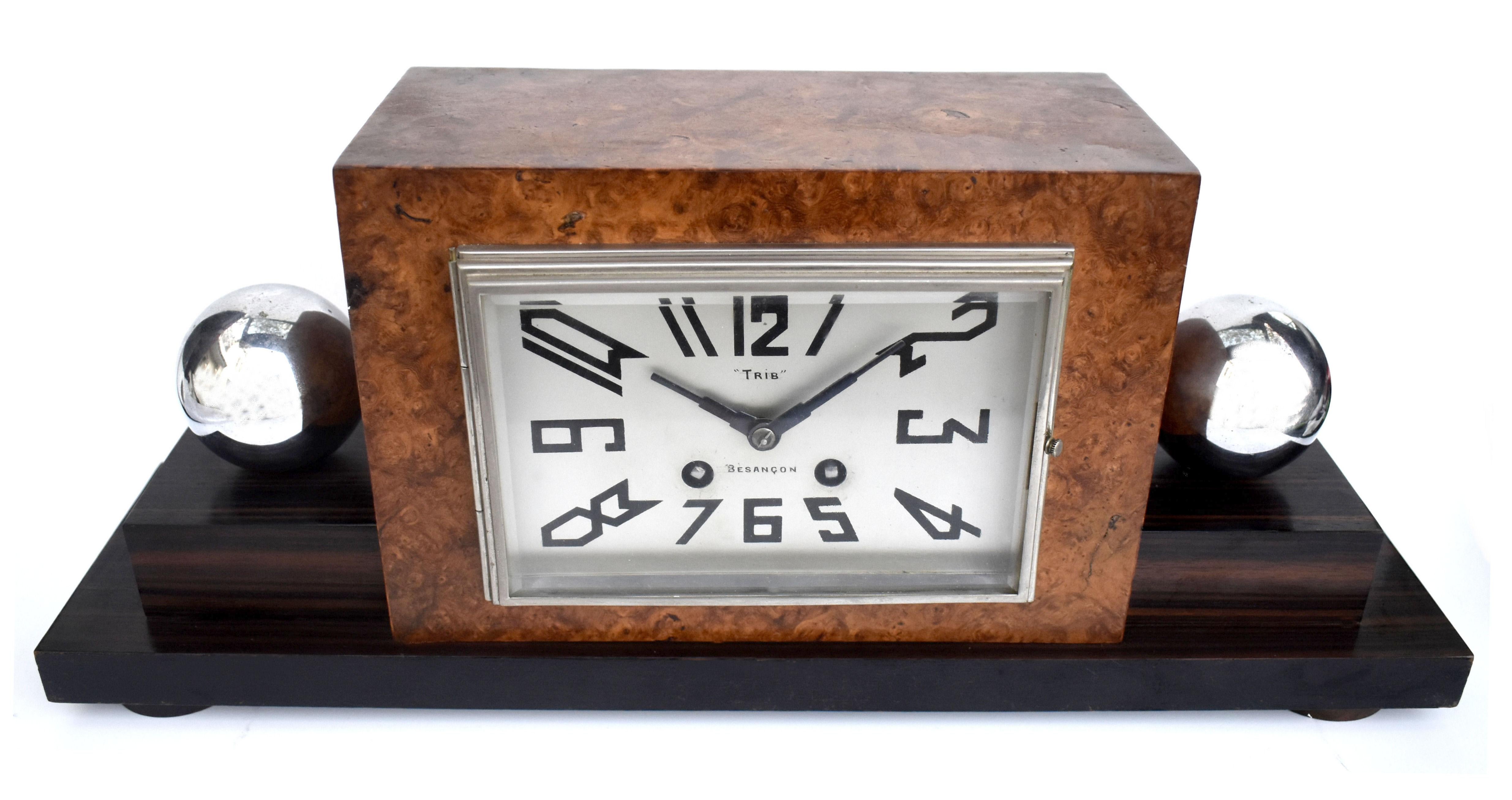 20th Century Art Deco High Quality French Mantle Clock, c1930