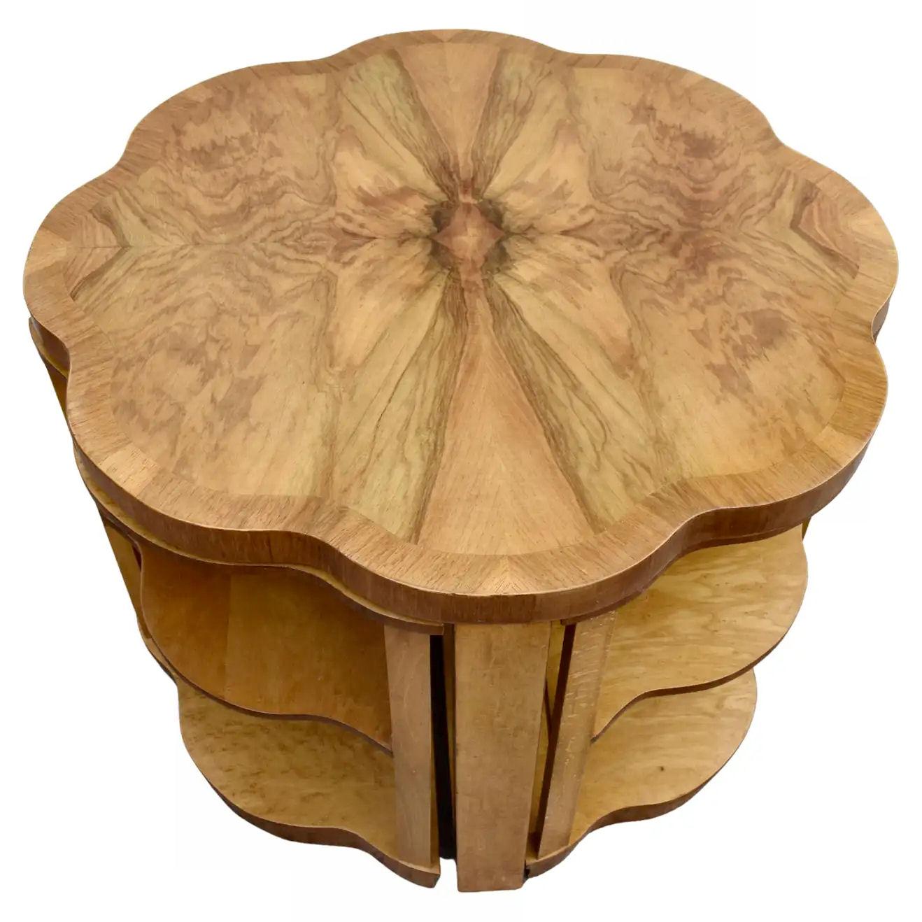 Art Deco High Quality Walnut & Maple Nest of 5 Tables by Epstein, English, 1930 For Sale 4