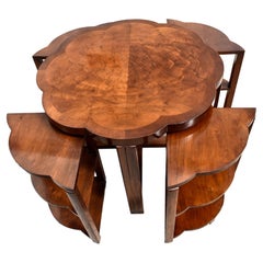 Art Deco High Quality Walnut Nest of 5 Tables by Epstein, English, 1930