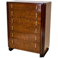 Art Deco Highboy Dresser, Chest of Drawers, Seven Drawers