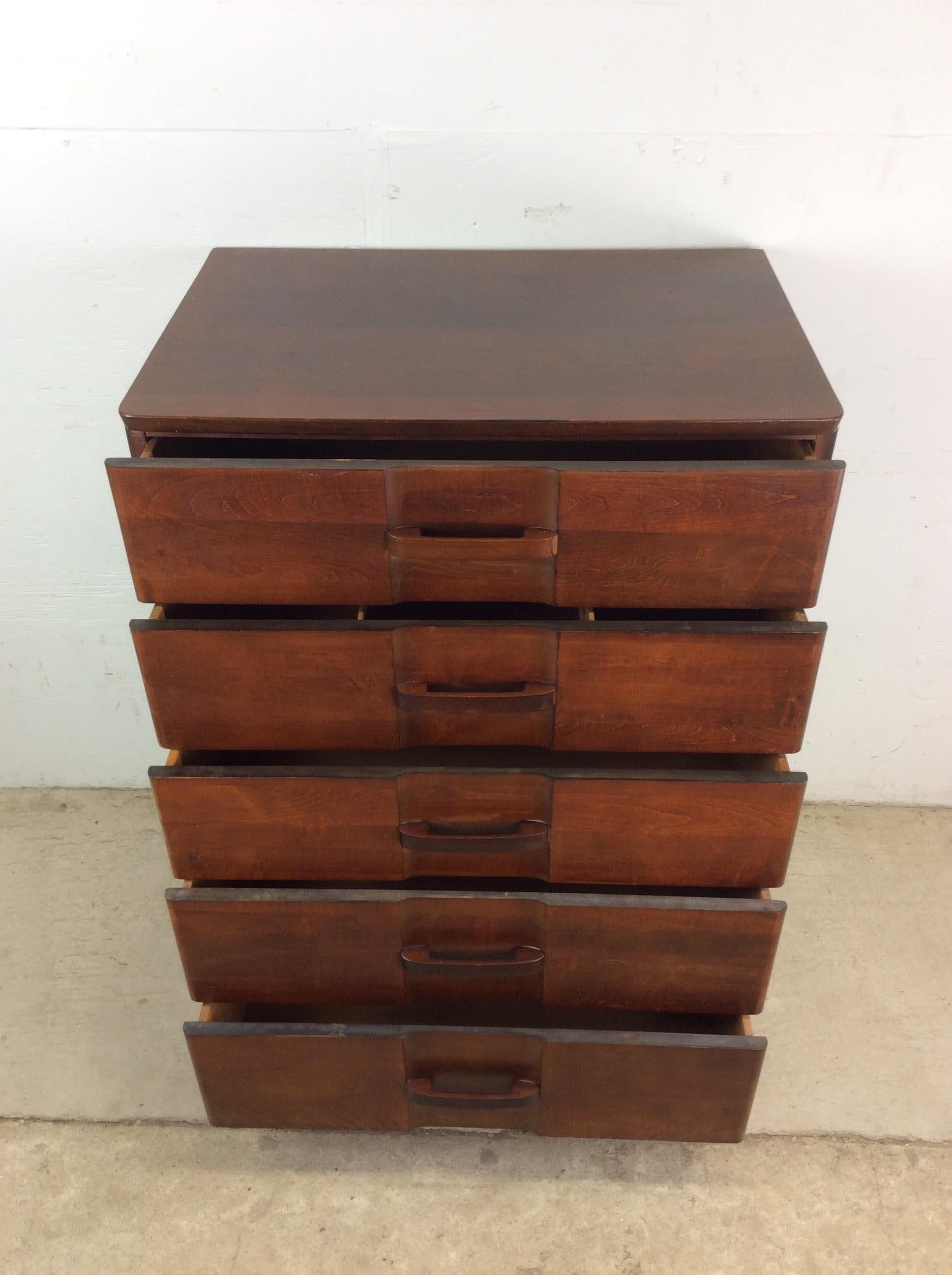 Art Deco Highboy Dresser with Unique Curved Drawer Fronts in vendita 10
