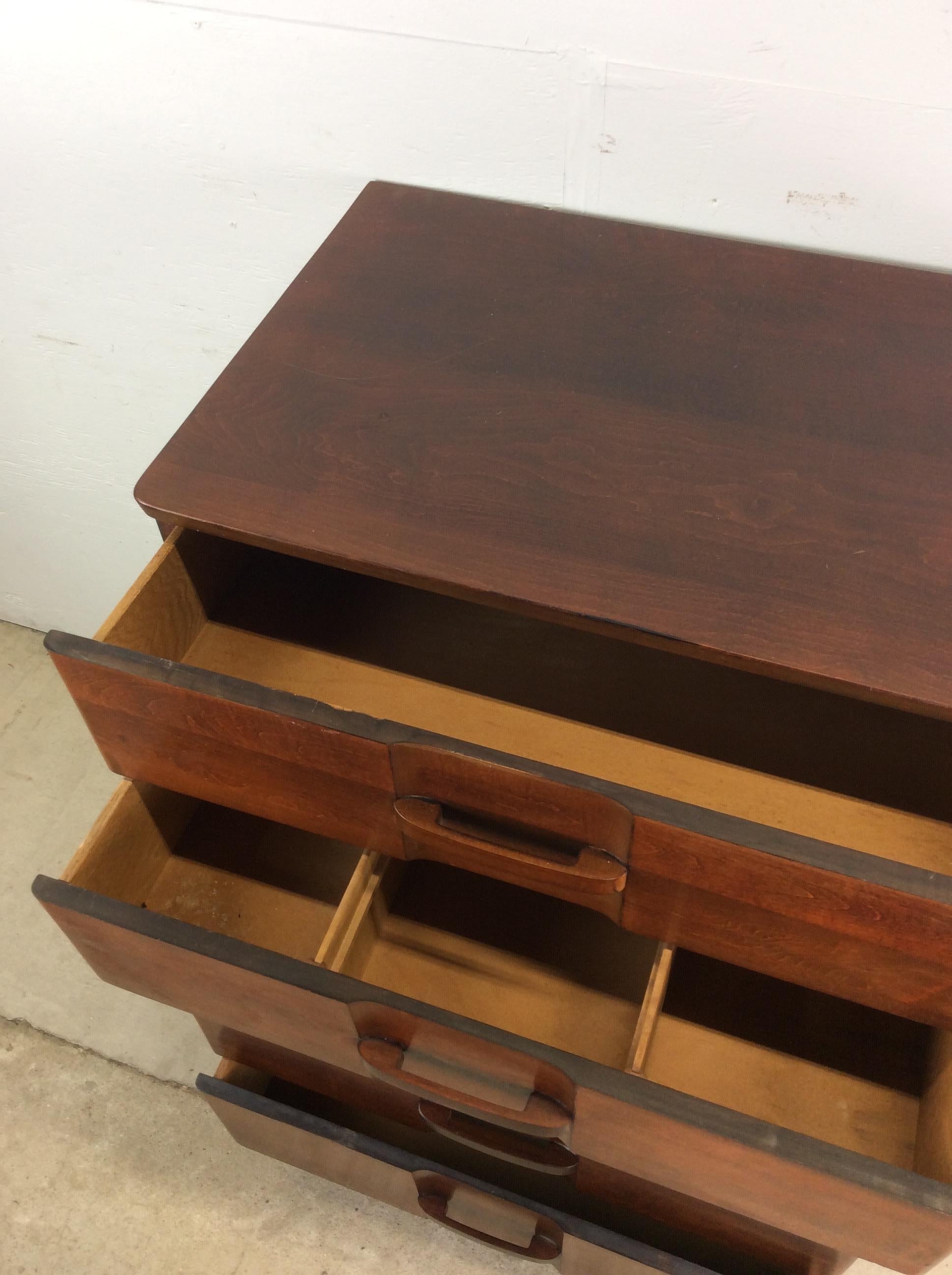 Art Deco Highboy Dresser with Unique Curved Drawer Fronts in vendita 11