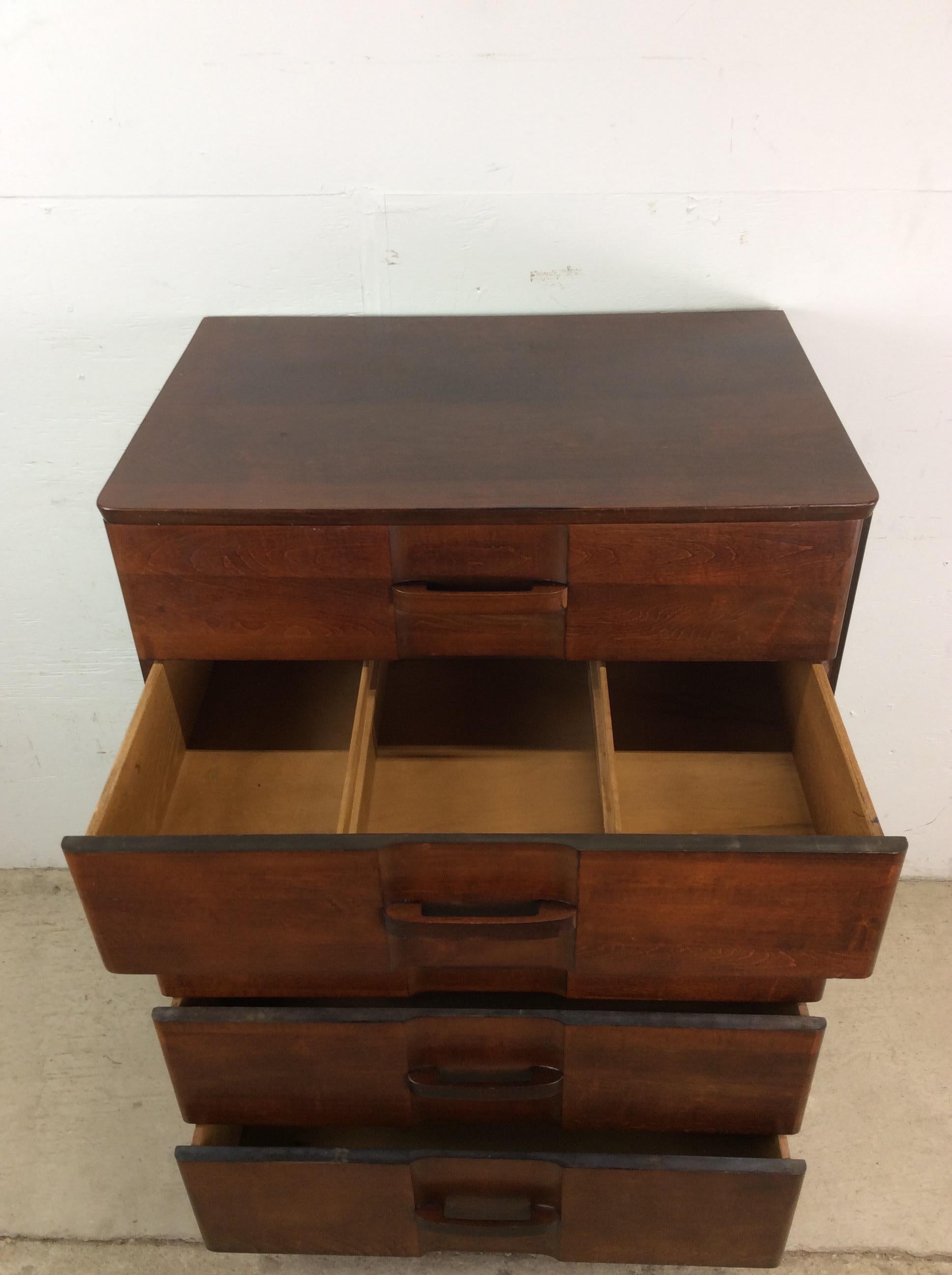 Art Deco Highboy Dresser with Unique Curved Drawer Fronts in vendita 12