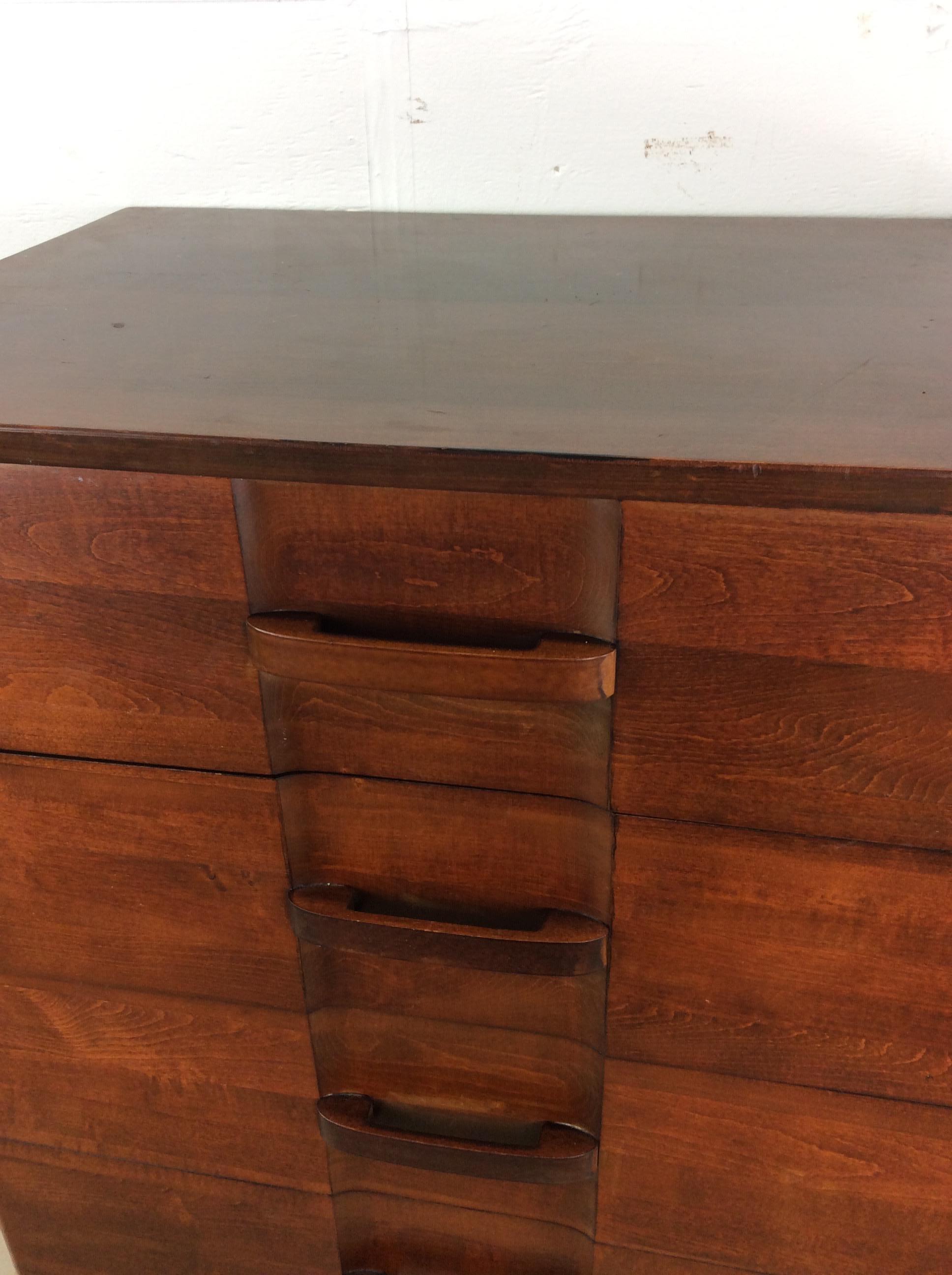 Art Déco Art Deco Highboy Dresser with Unique Curved Drawer Fronts in vendita
