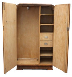 Art Deco Highly Figured Walnut Double Wardrobe, English, circa 1930