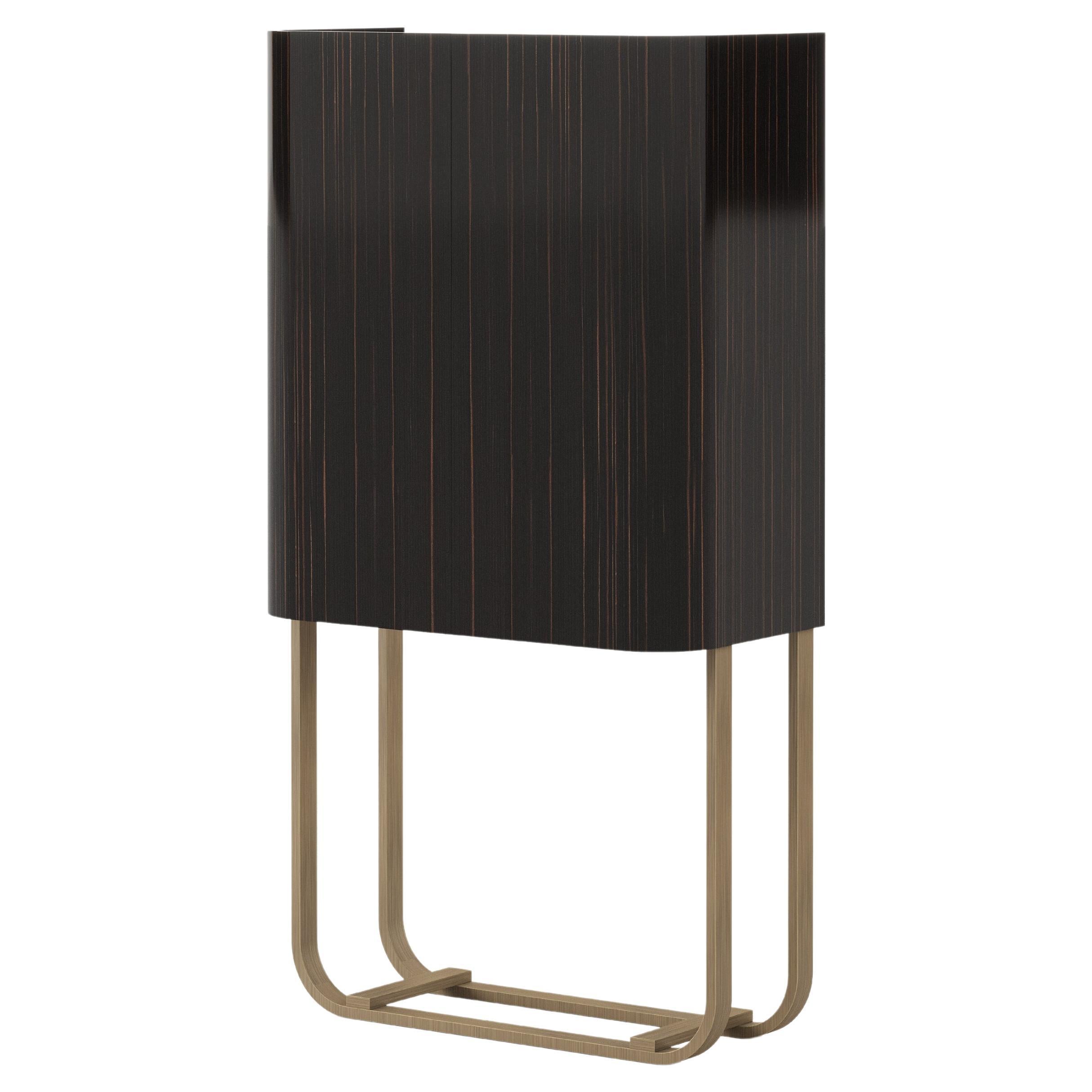 Art Deco His Bar Cabinet Made With Ebony and Brass, Handmade by Stylish Club