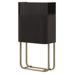 Art Deco His Bar Cabinet Made With Ebony and Brass, Handmade by Stylish Club
