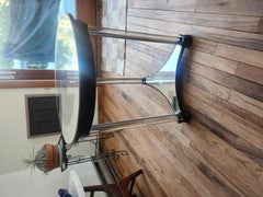 Art Deco Hollywood Regency End Tables with Glass Legs & Silvered Mirror Tops