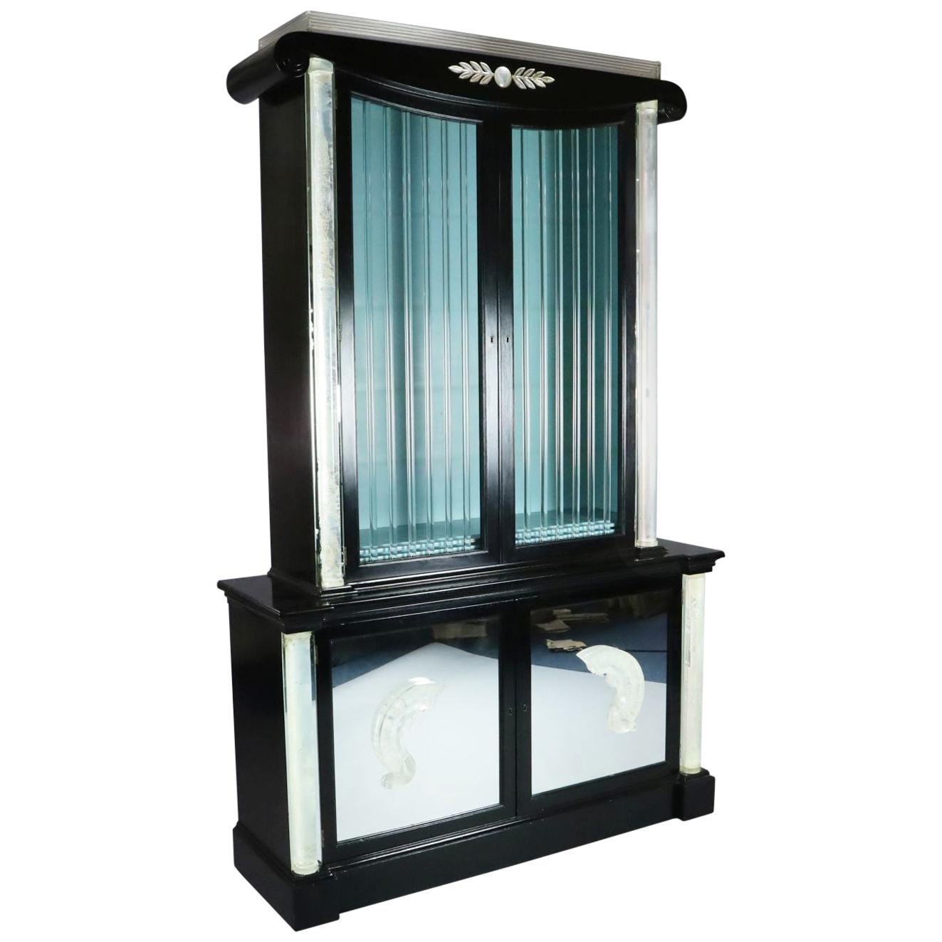 Art Deco Hollywood Regency Lucite Display Cabinet Designed by Lorin Jackson For Sale