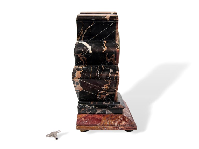 Art Deco Hollywood Regency Marble And Gilt Bronze Mantel Clock