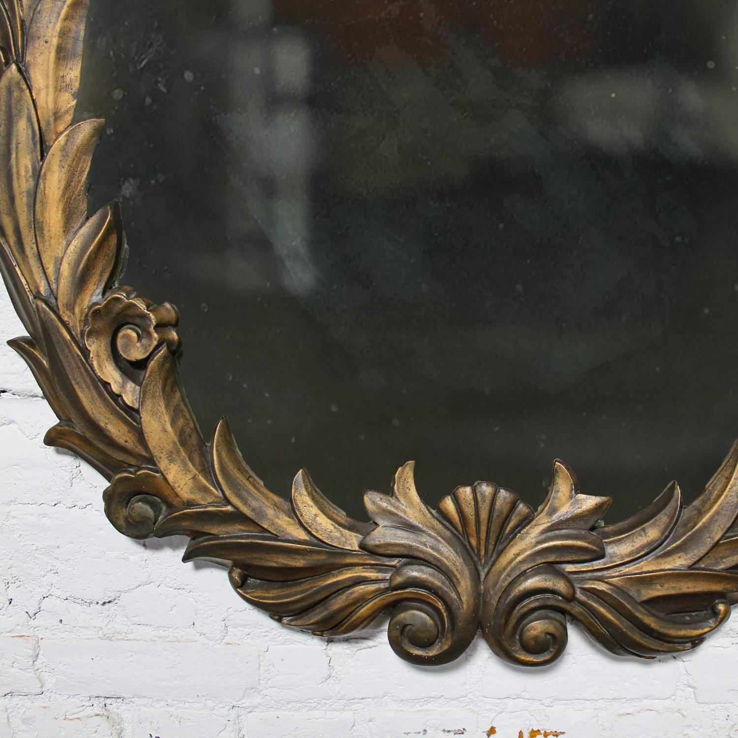 Miroir rond en plâtre à grande échelle Art Déco Hollywood Regency Neo Classic Foliate  en vente 5