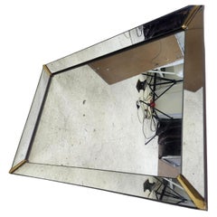 Art Deco Hollywood Regency Petite Rectangular Mirror w Concave Side Panels