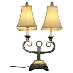 Vintage Art Deco Hollywood Regency Twin Toleware Table Lamp  This is a charming piece 