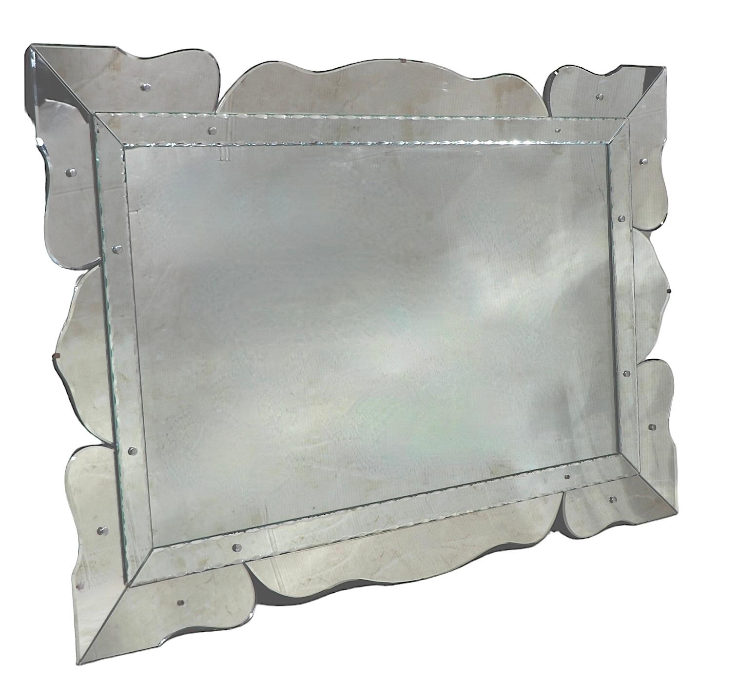 American Art Deco Hollywood Regency  Venetian Style Wall Mirror For Sale