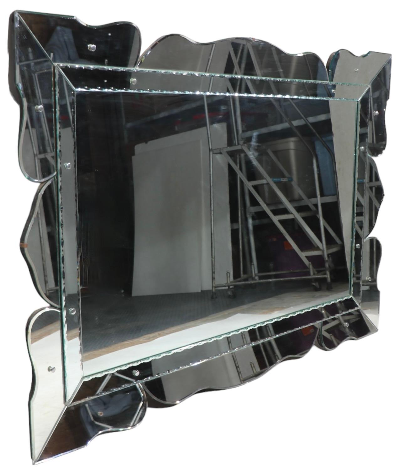 Art Deco Hollywood Regency  Venetian Style Wall Mirror In Good Condition For Sale In New York, NY
