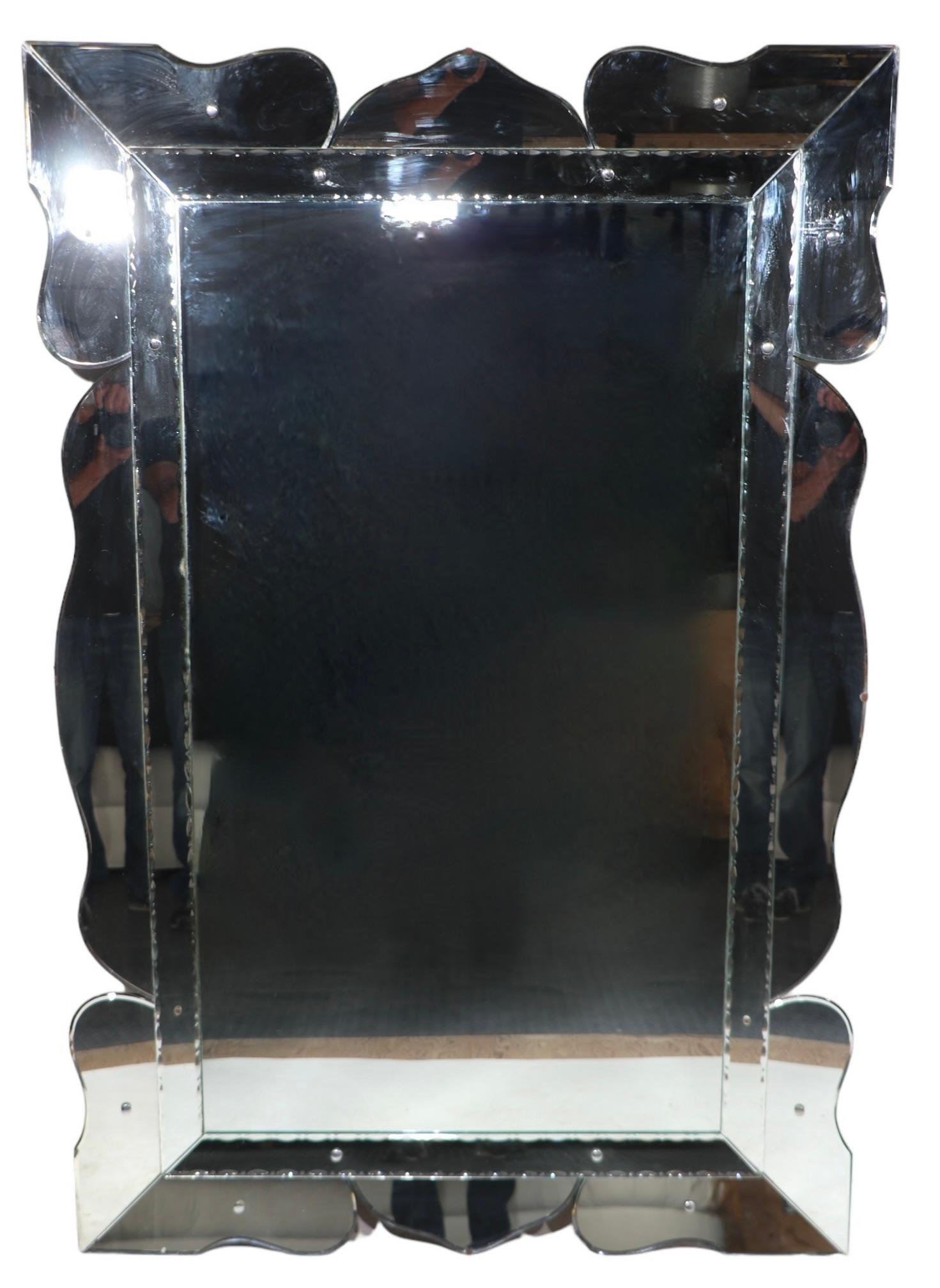 20th Century Art Deco Hollywood Regency  Venetian Style Wall Mirror For Sale
