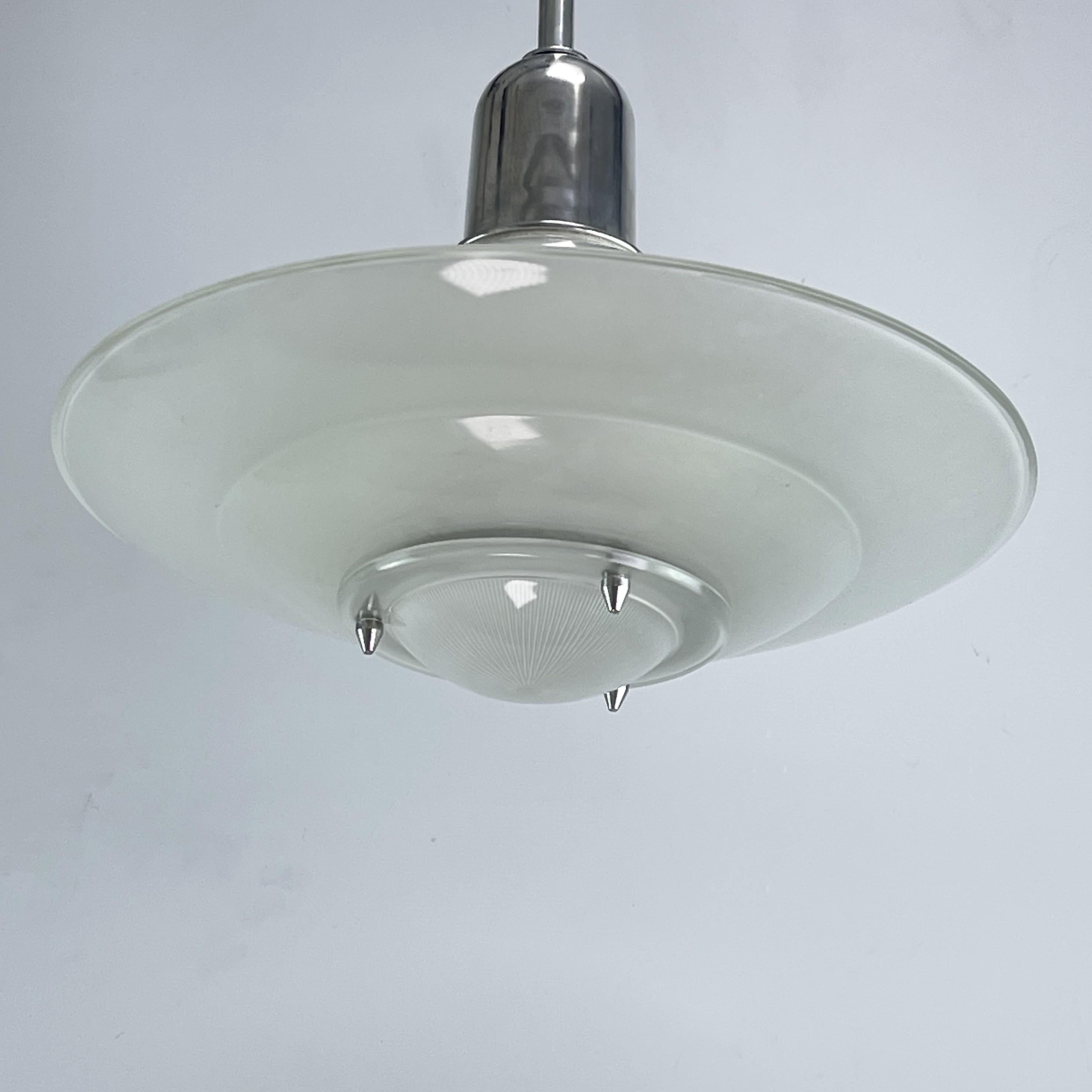 Art Deco Holophane Ceiling Lamp  machine age design, 1940s In Good Condition In Saarburg, RP