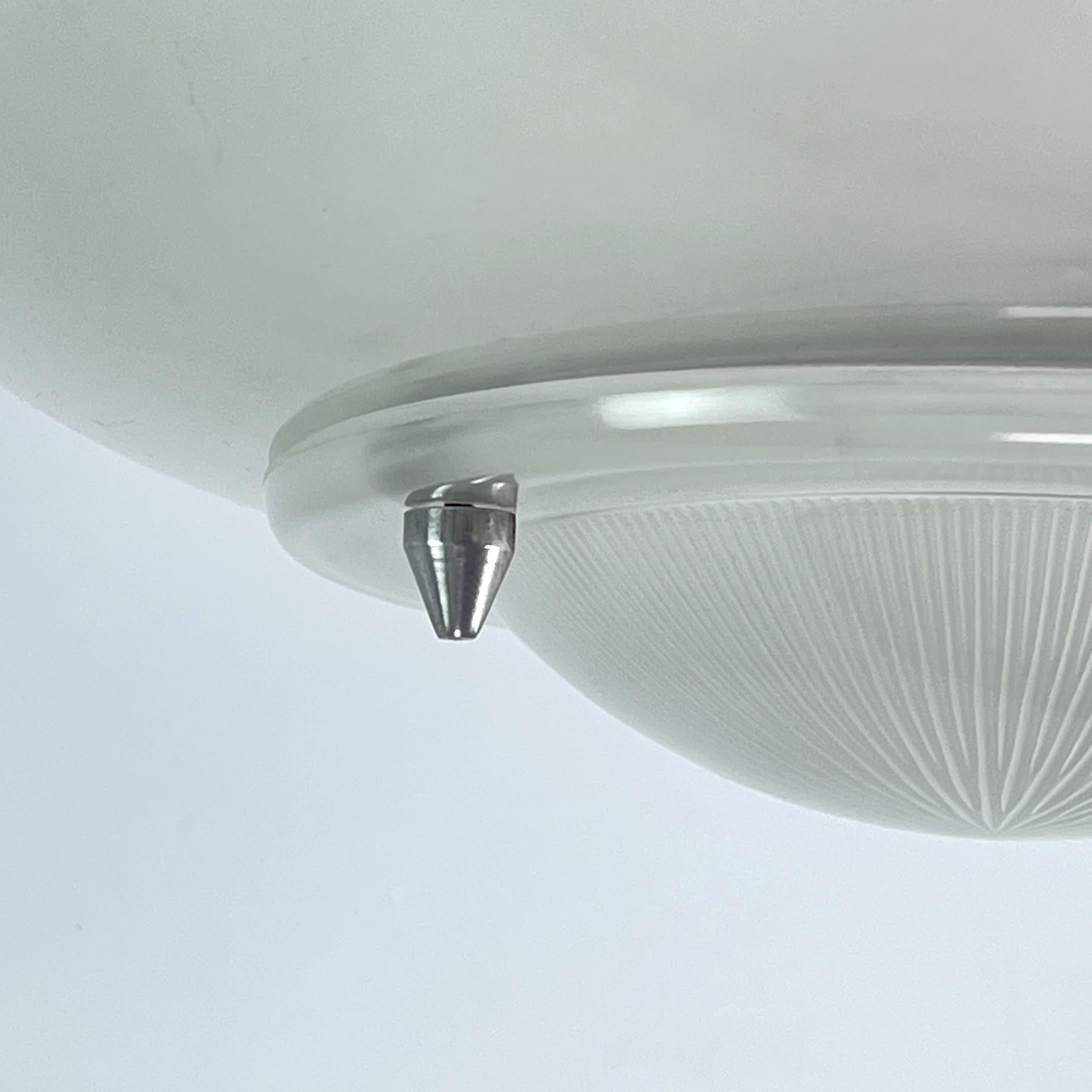 Art Deco Holophane Ceiling Lamp  machine age design, 1940s 2