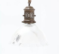 Art Deco Holophane Glass Ceiling Pendant Lamp