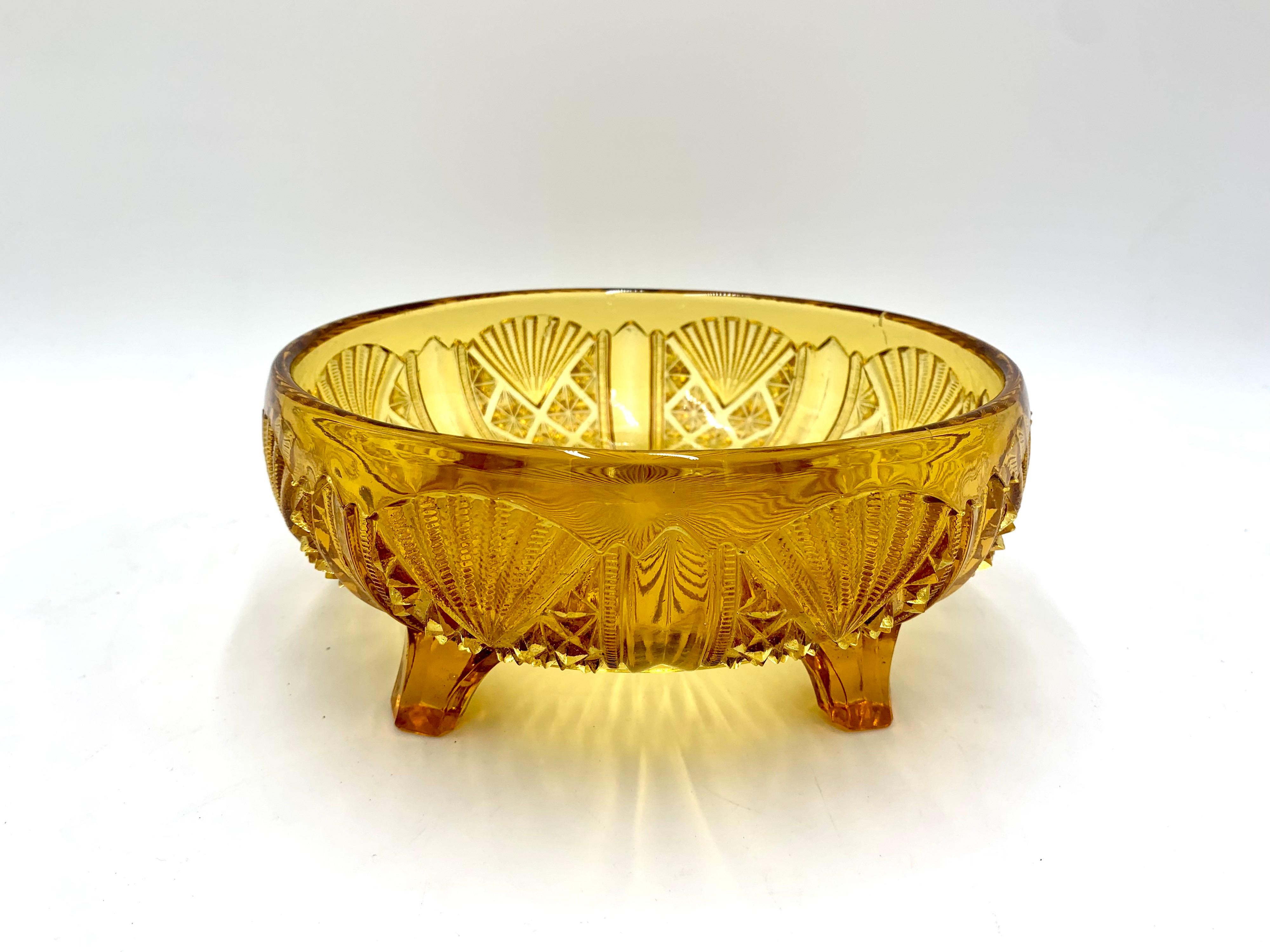 Glass Art Deco Honey Bowl, 1930s