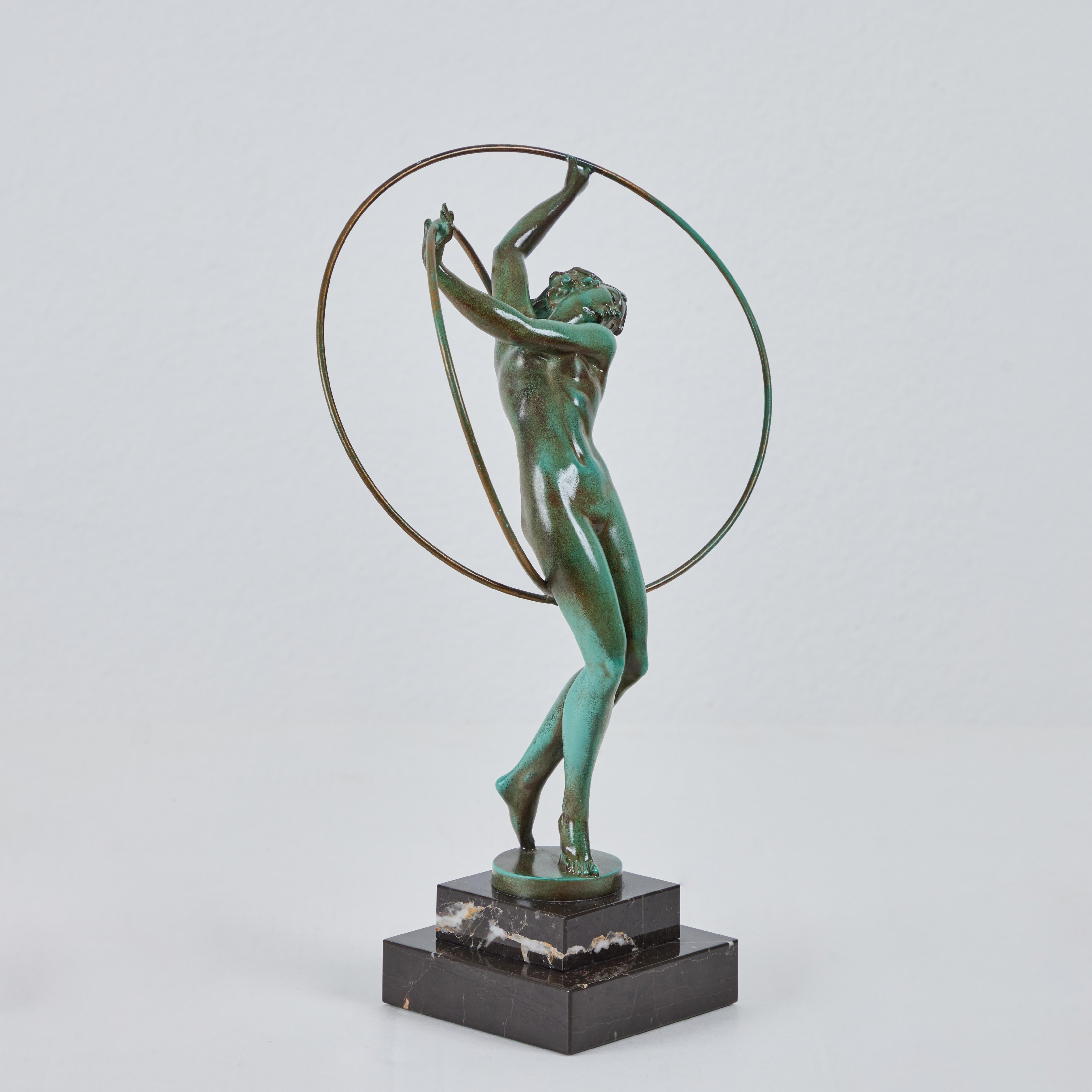 Marble Art Deco Hoop Dancer - Pierre Le Faguays,  1930s France