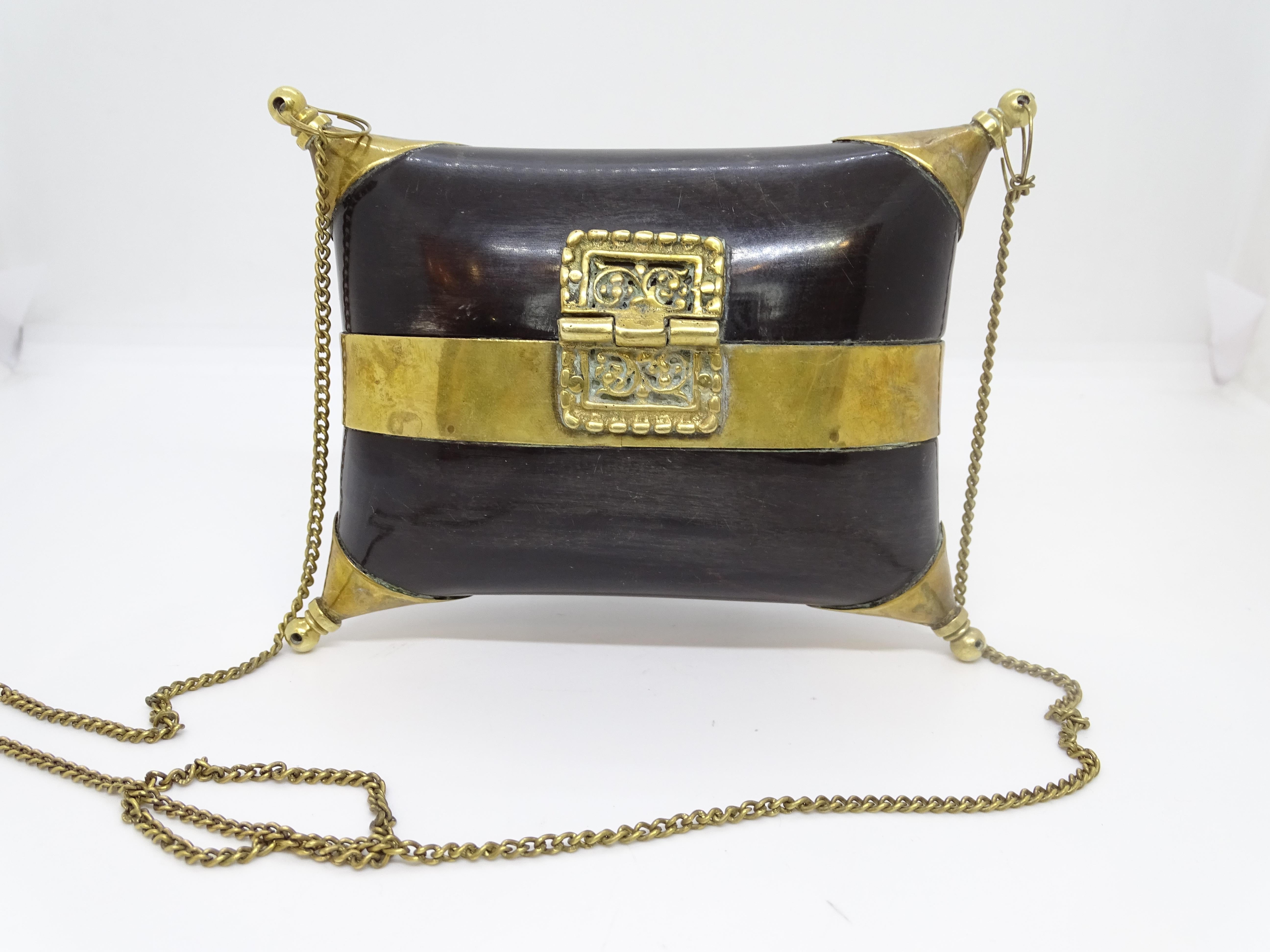 Art déco  Cuscino in ottone e corno Art Deco con interno in velluto blu Quadrato in vendita 7