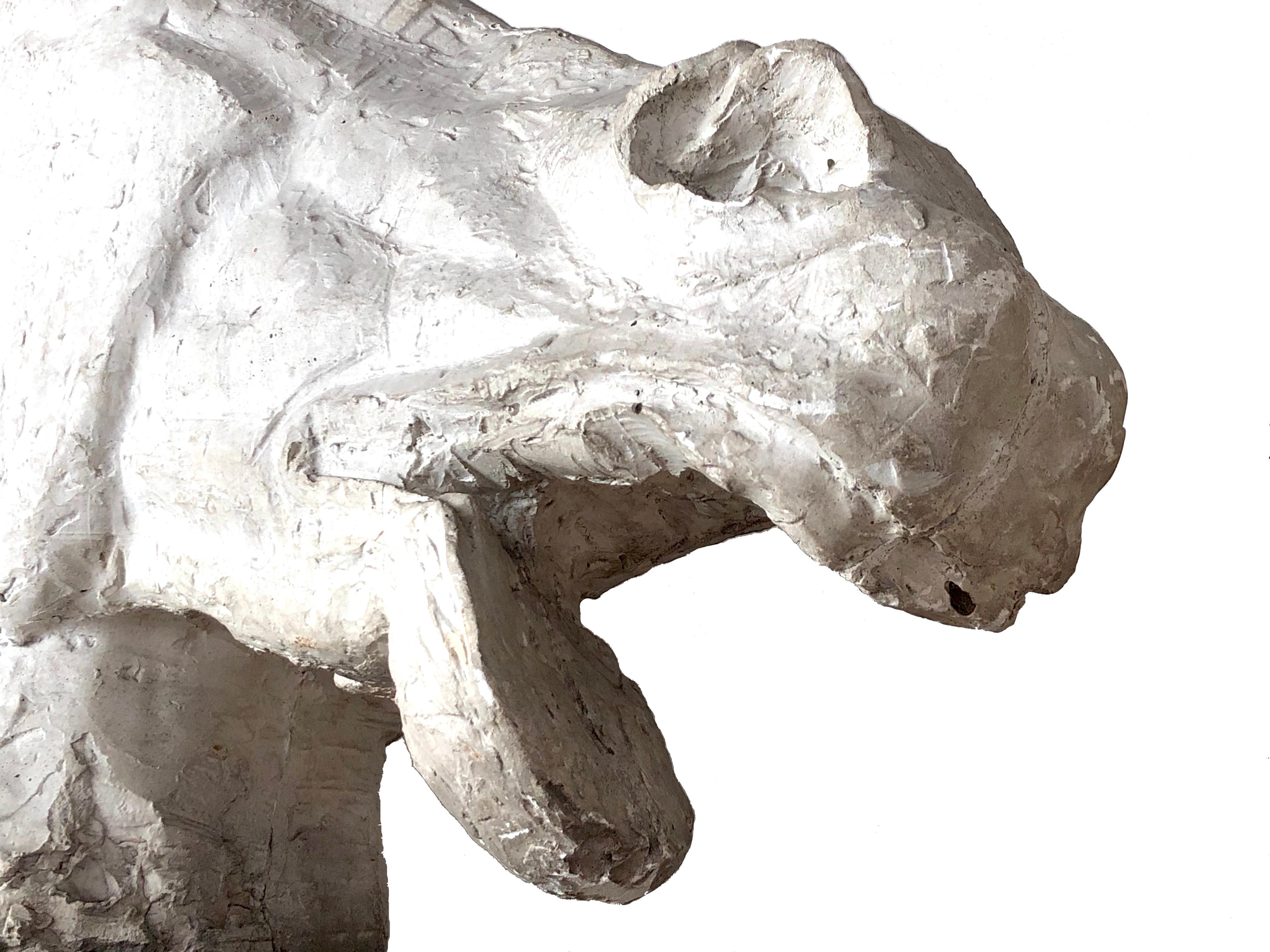 Art Deco Horse Head Animal Sculpture Plaster In Fair Condition For Sale In Munich, DE