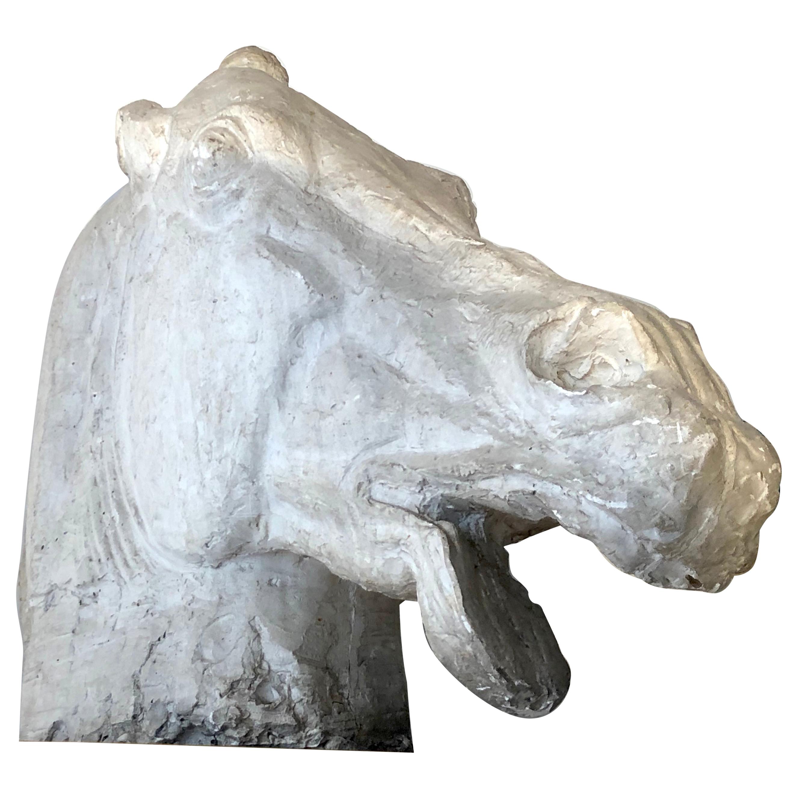 Art Deco Horse Head Animal Sculpture Plaster For Sale