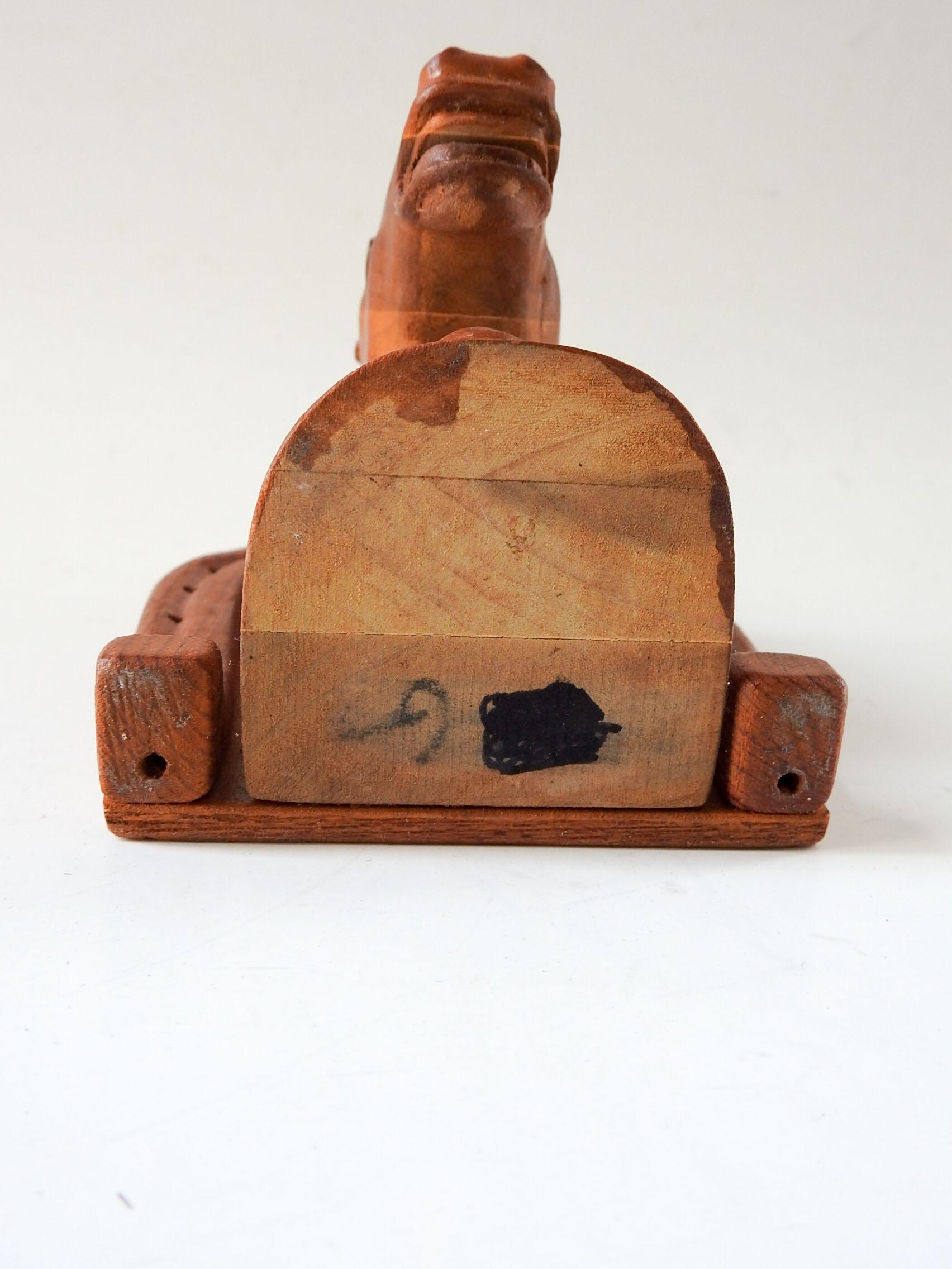 Hand-Carved Art Deco Horse Head Horseshoe Hand Carved Wood Bookend For Sale
