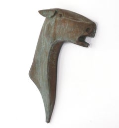 Art Deco Horse Head Wall Sculpture with Great Patina