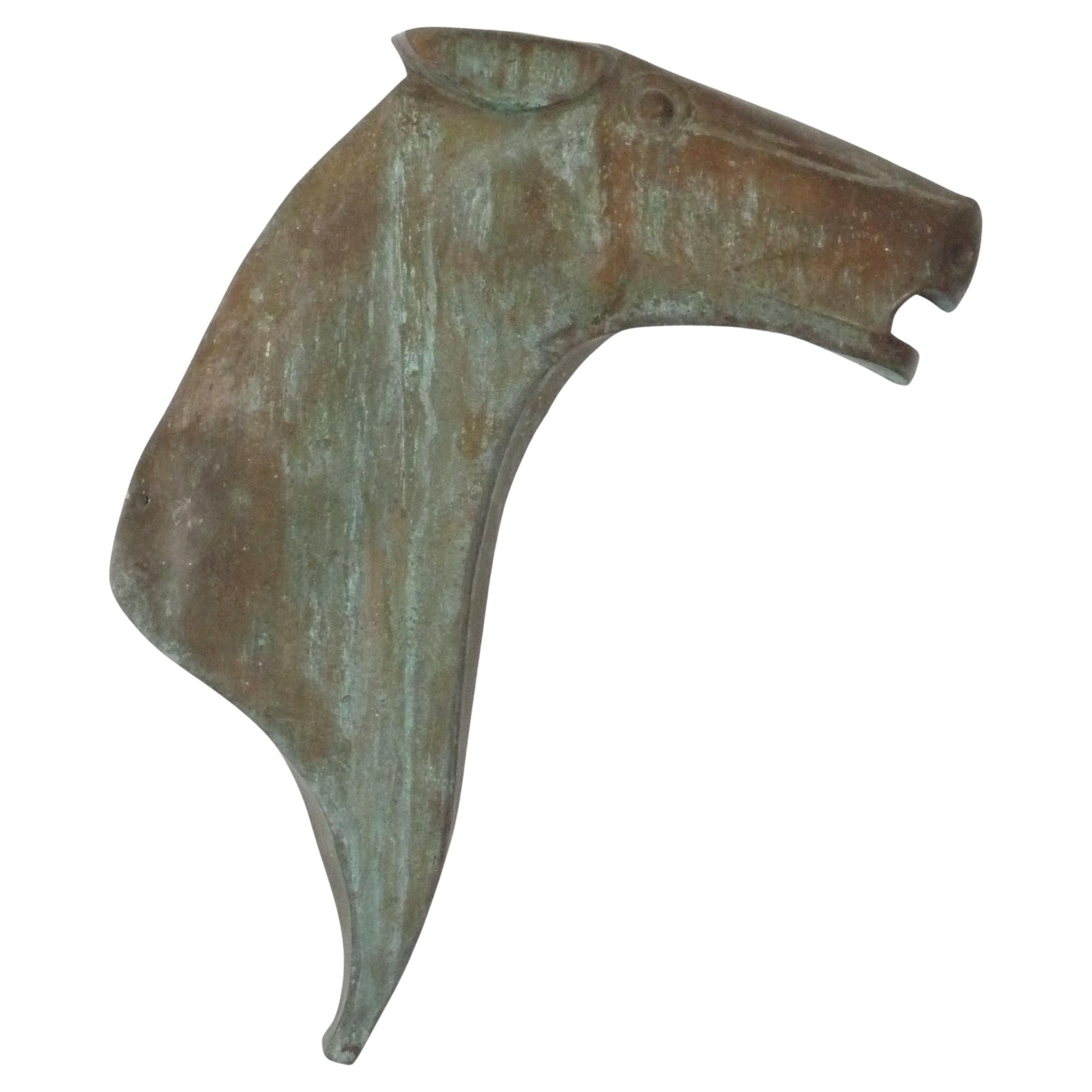 Art Deco Horse Head Wall Sculpture with Great Patina