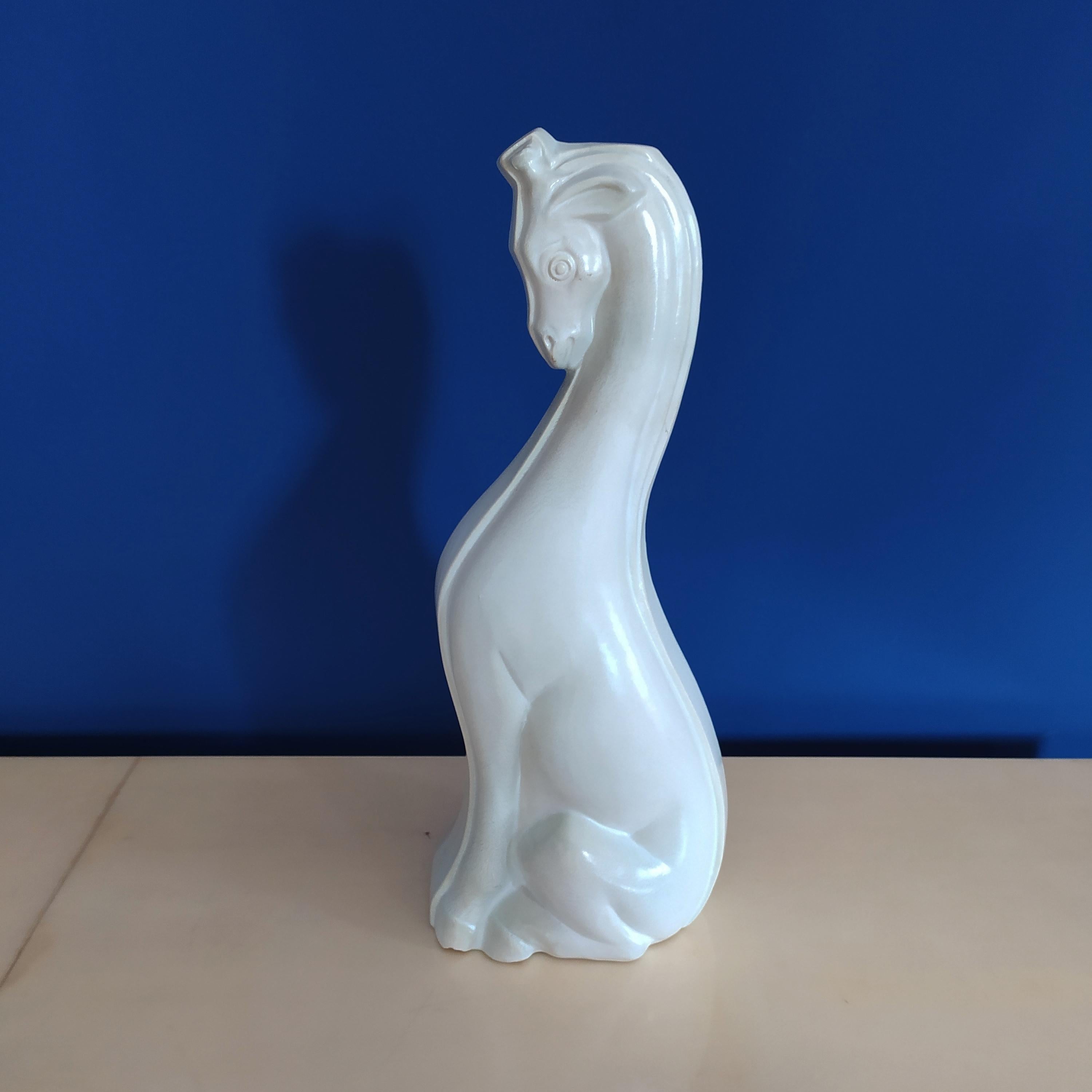 Mid-20th Century Art Deco Horse Sculpture in Laveno Ceramic, Made in Italy, 1930s For Sale