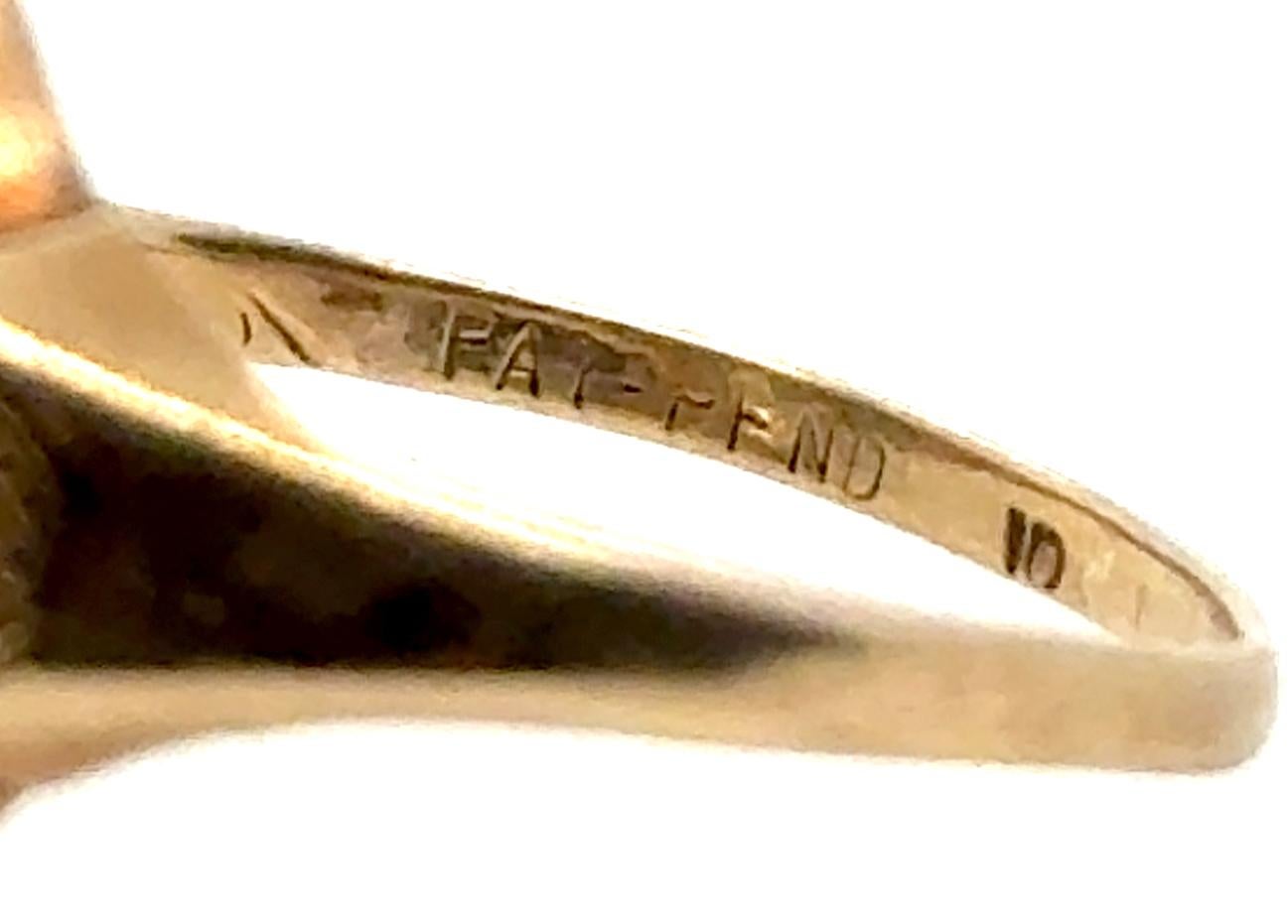 Art Deco Horse Shoe Gemstone Cocktail Ring Original 1940's Antique Yellow Gold 1