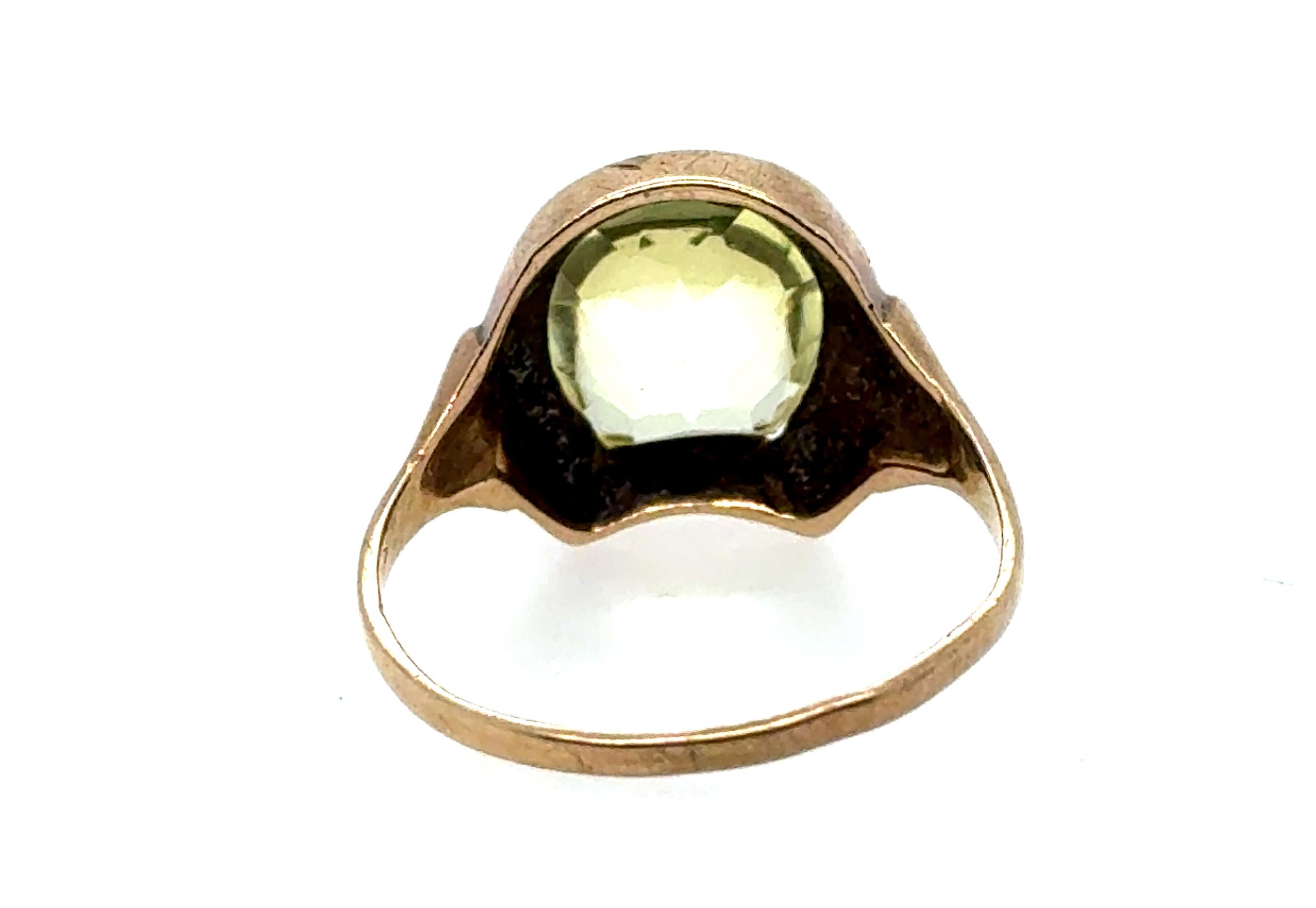 Art Deco Horse Shoe Gemstone Cocktail Ring Original 1940's Antique Yellow Gold 2