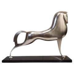 Art Deco “Horse”, silver-plated metal and marble, Boris Lovet-Lorski