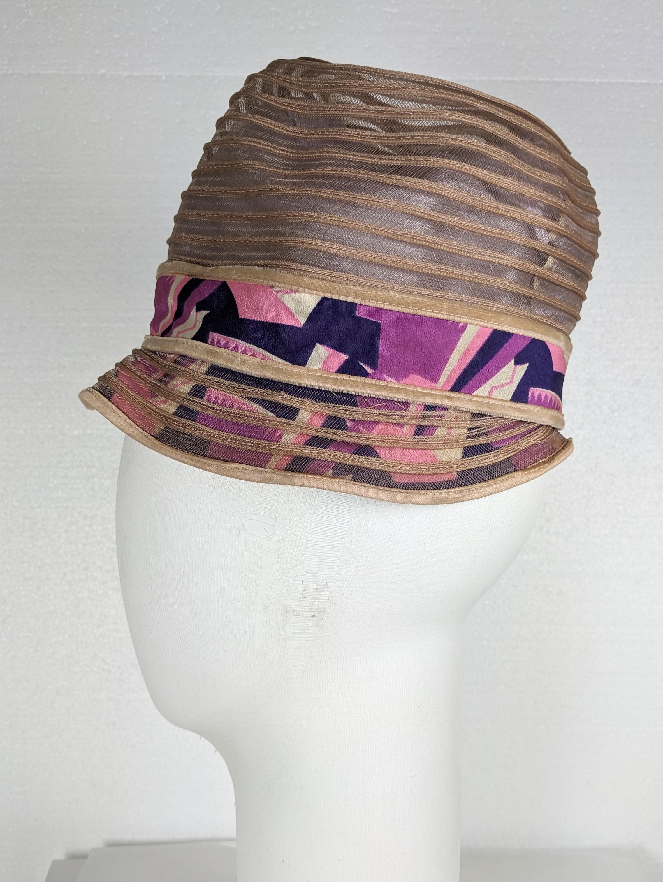 Gray Art Deco Horsehair Cloche Hat For Sale