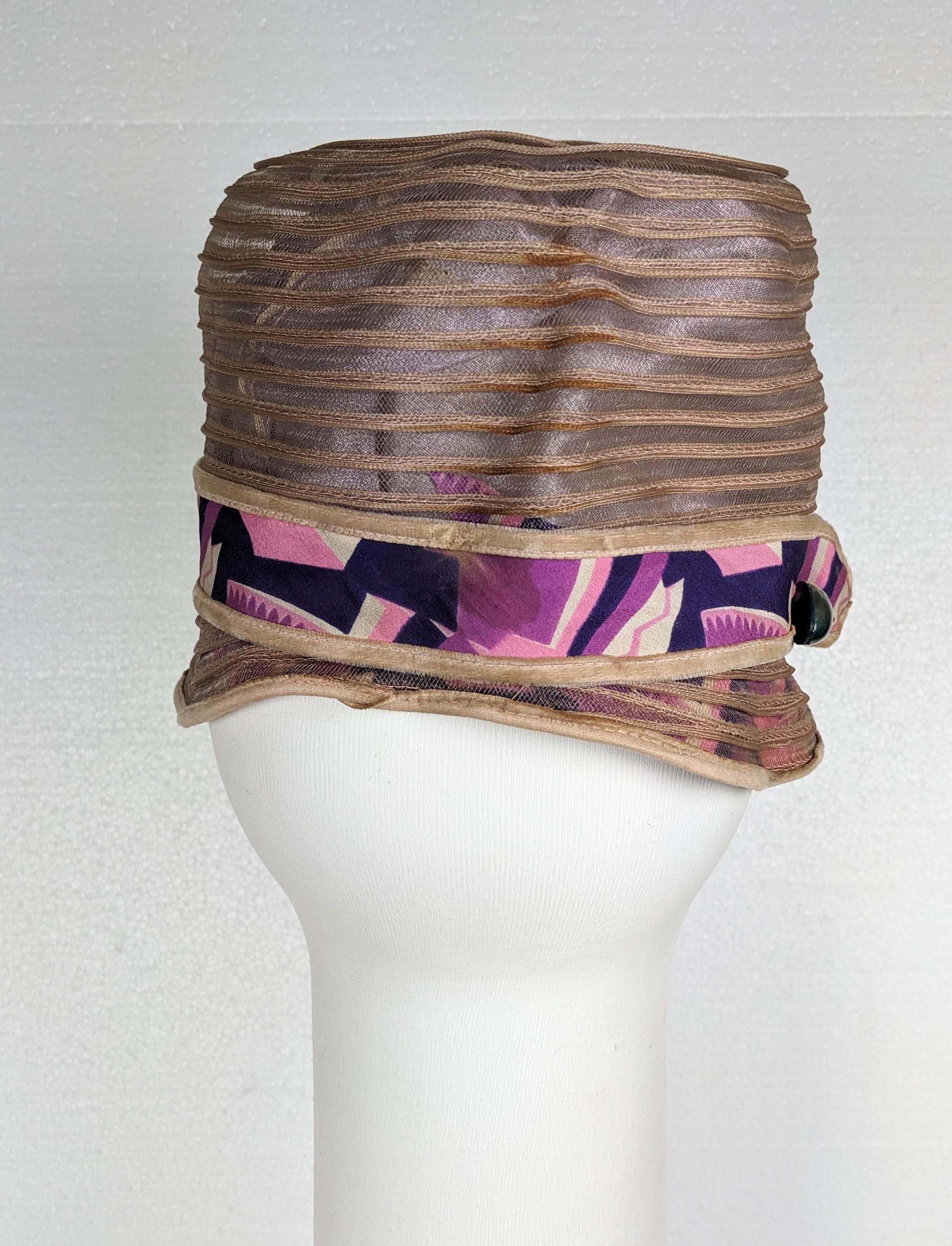 Women's or Men's Art Deco Horsehair Cloche Hat For Sale