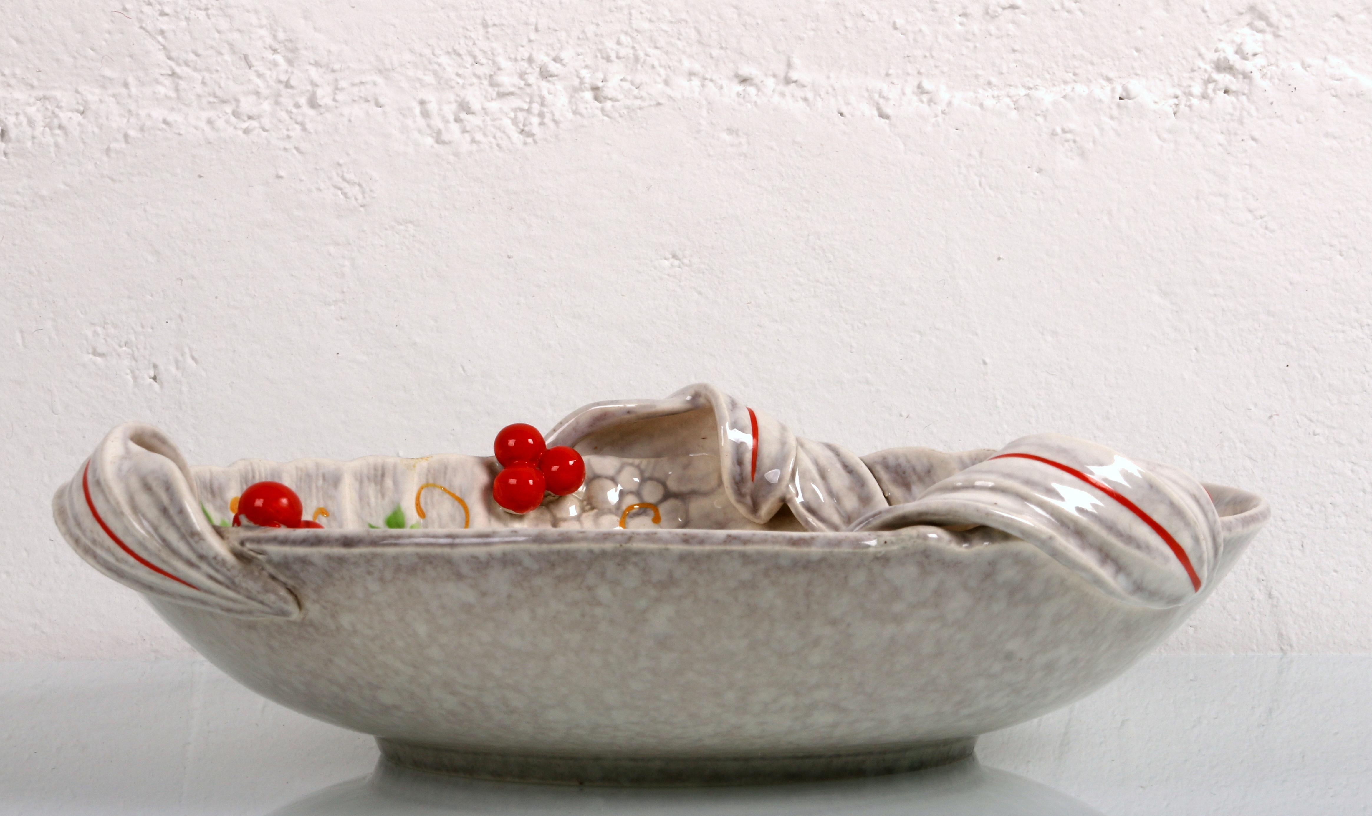 art deco huge Ø33cm! fruit bowl plate hand made in France ar. 1930 - very rare For Sale 1