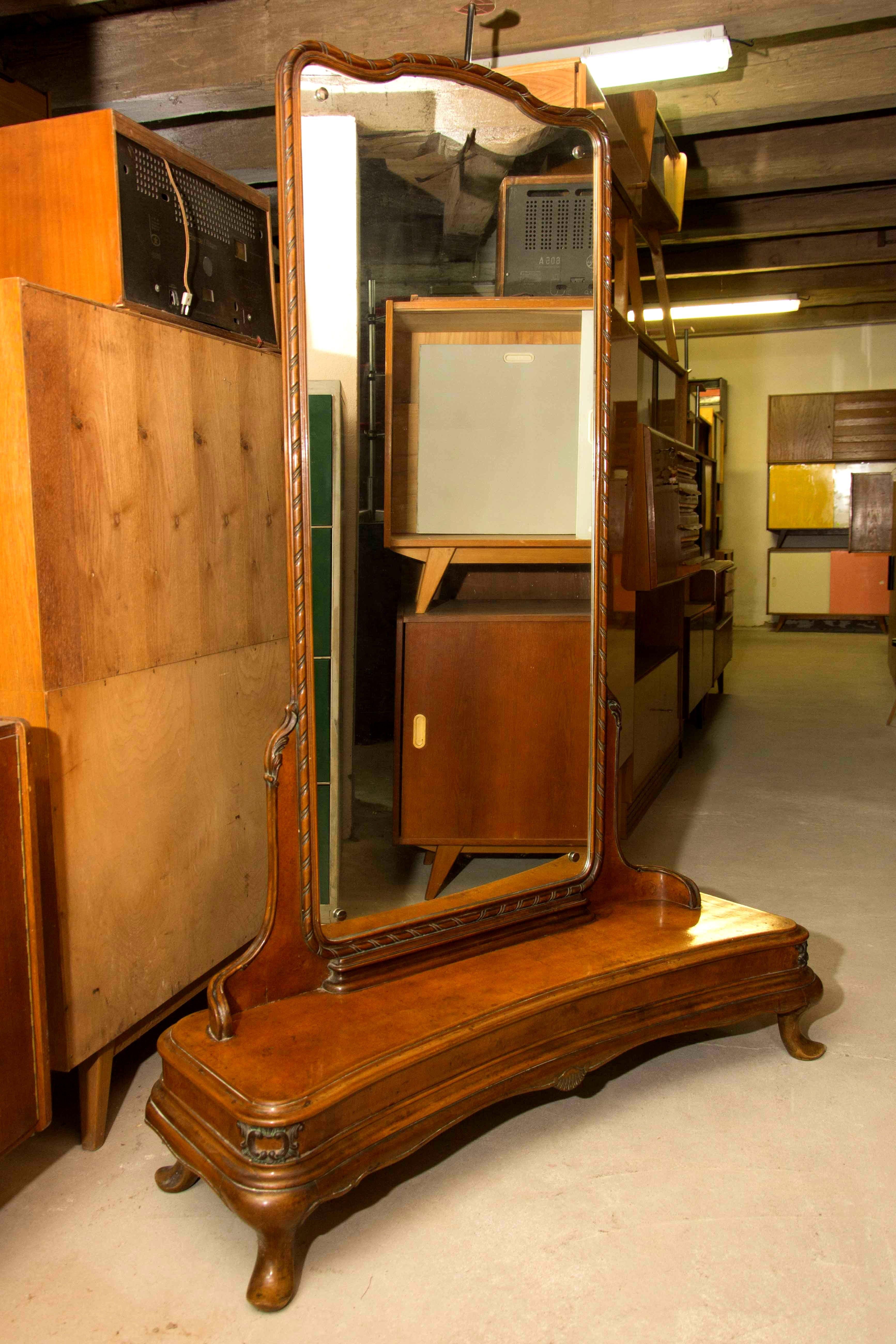 Glass Art Deco Huge Mirror or Dressing Table, Bohemia, 1920s