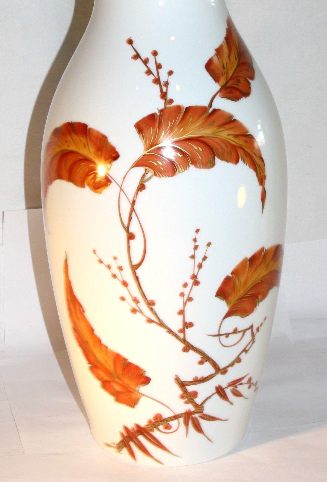 Hand-Painted Art Deco Huge Rosenthal Vase Porcelain with Floral Hand Paintings