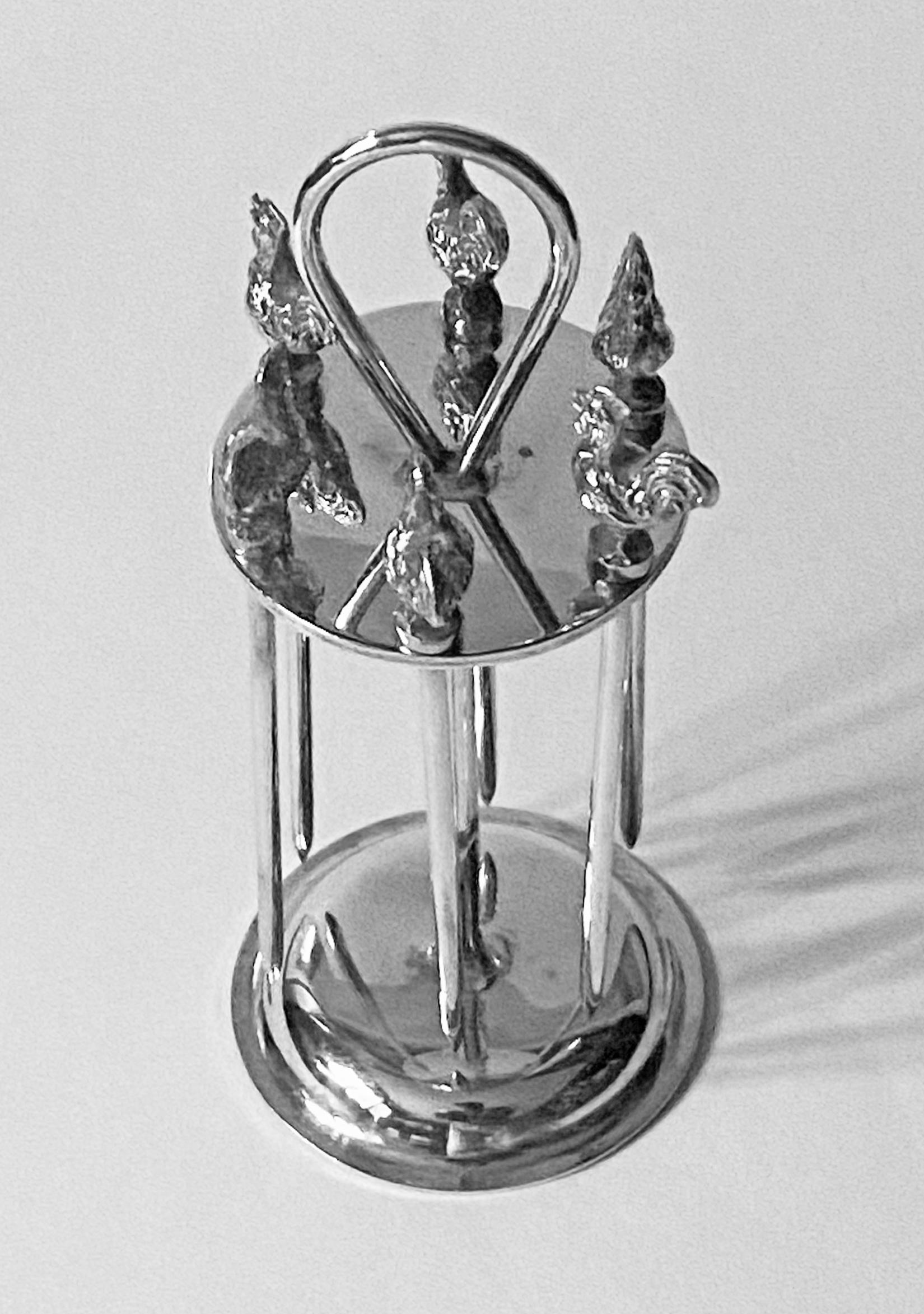English Art Deco Hukin and Heath Silver Plate Cocktail Cockerel Rooster Set, circa 1920