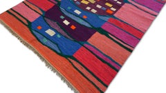 Art Deco Ungarisch Modernist Wolle Kilim 4'1''x7'1''